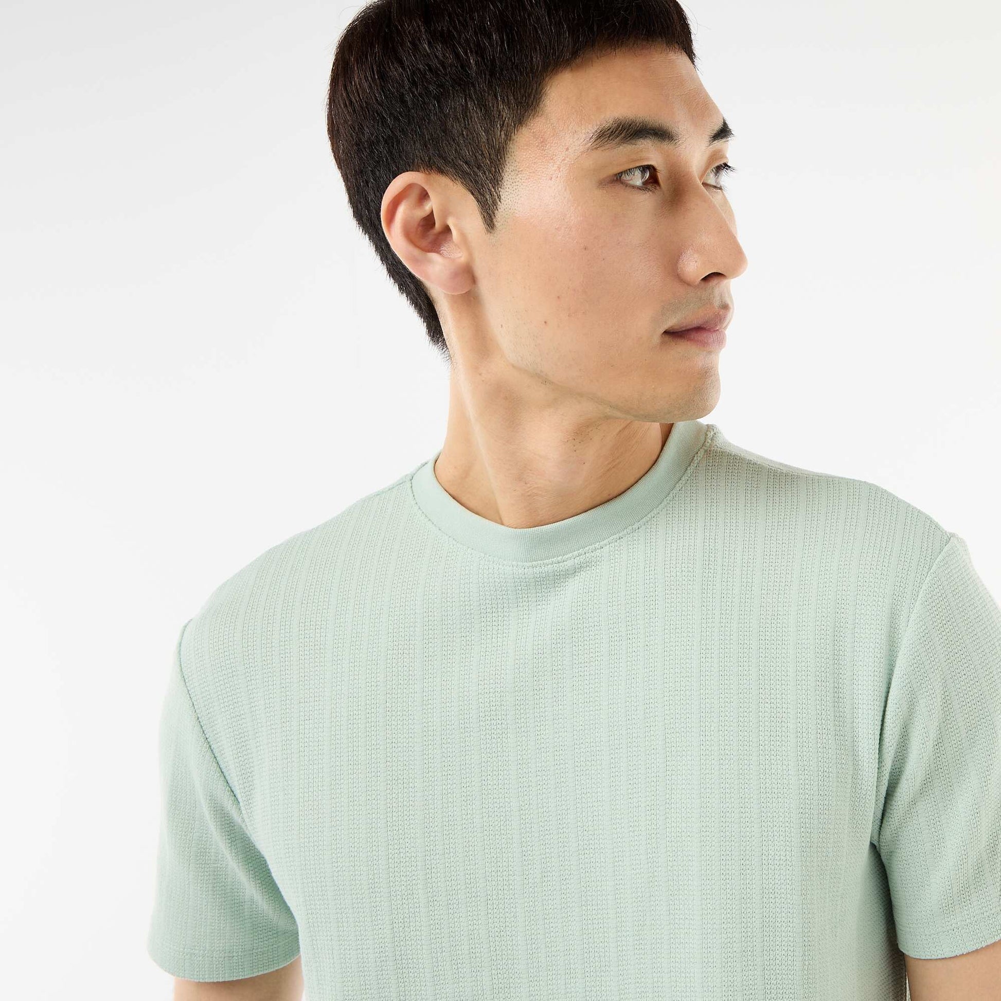 Textured Knit Short-Sleeve T-Shirt BLUE