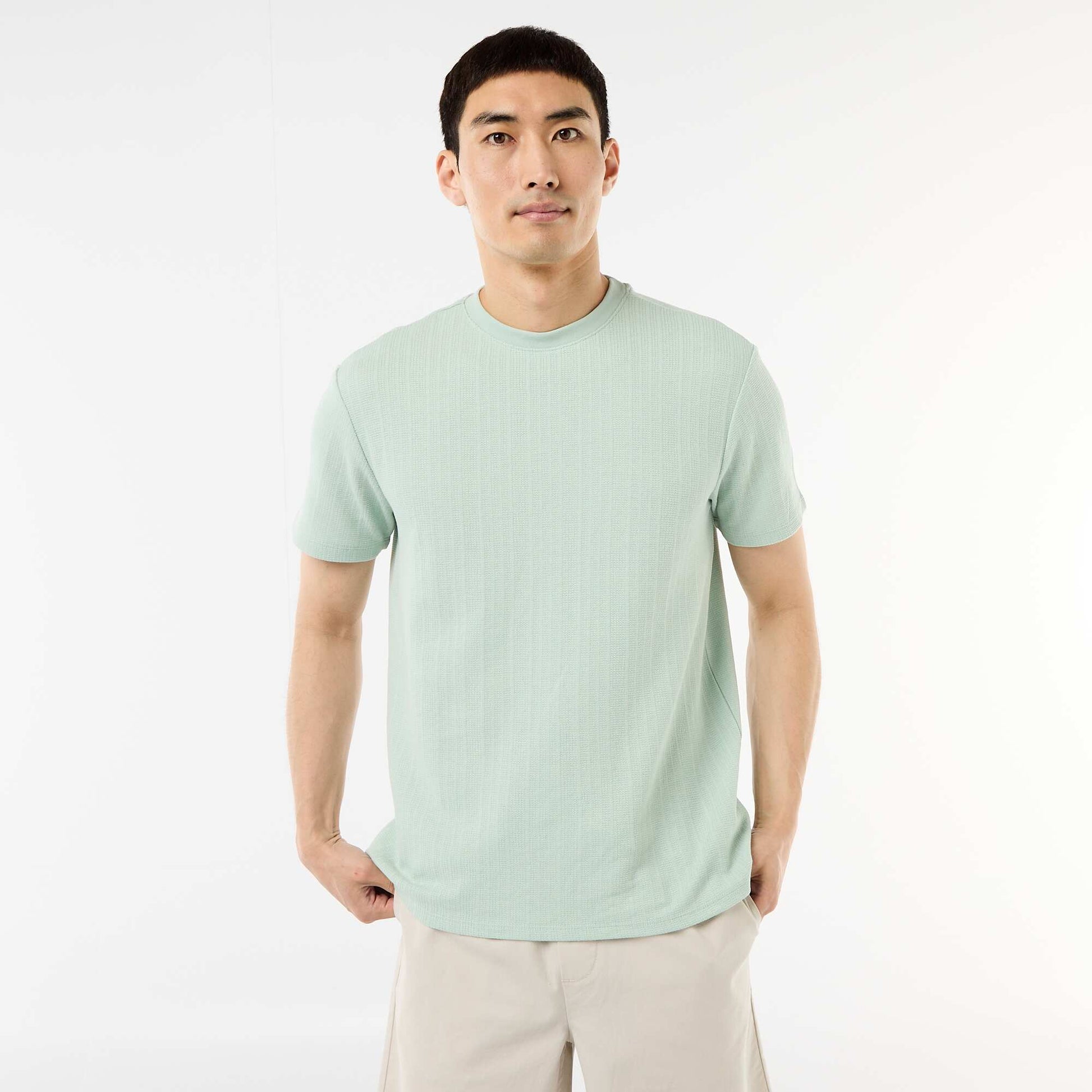 Textured Knit Short-Sleeve T-Shirt BLUE