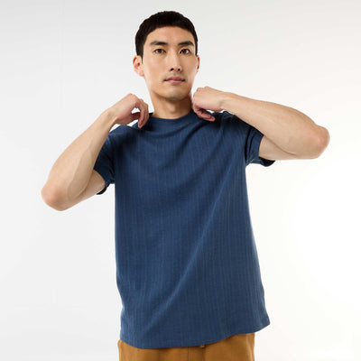Textured Knit Short-Sleeve T-Shirt BLUE