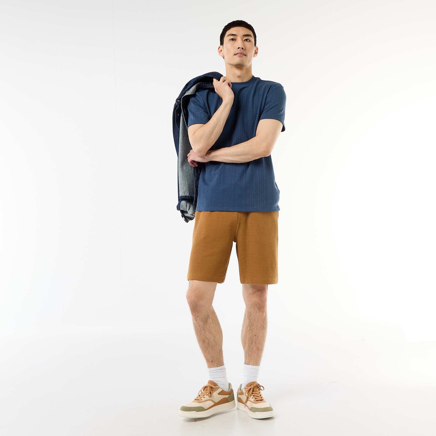 Textured Knit Short-Sleeve T-Shirt BLUE