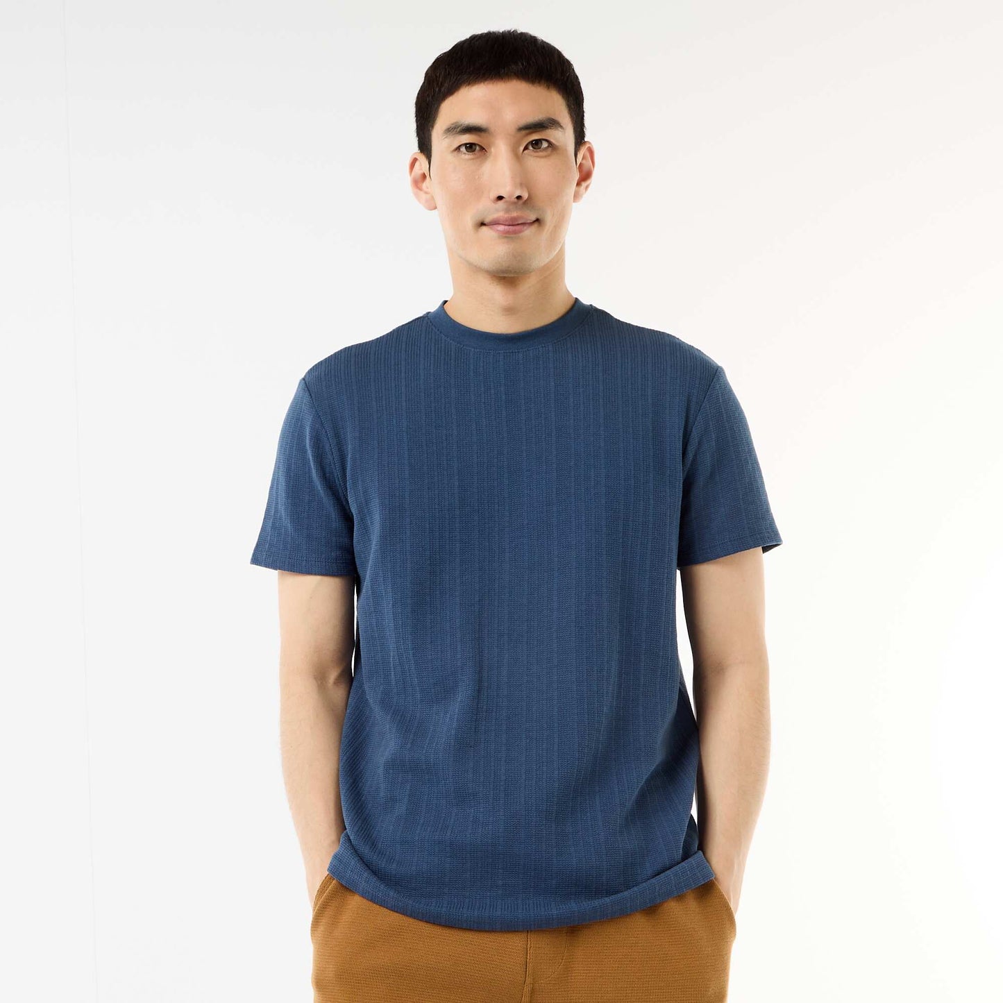 Textured Knit Short-Sleeve T-Shirt BLUE