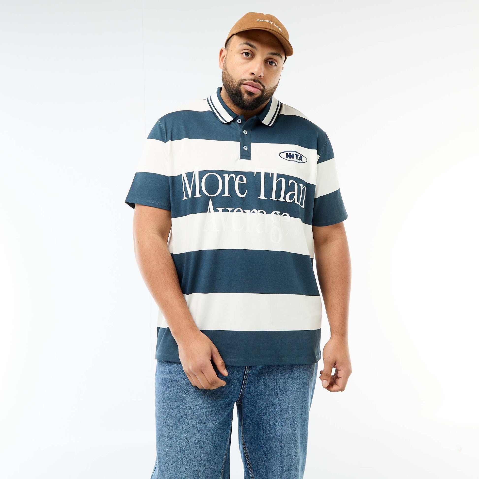 Rugby Style Short-Sleeve Polo Shirt BLUE