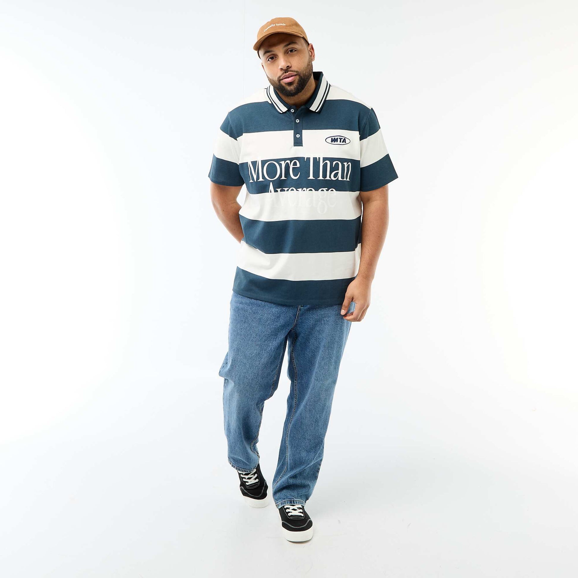 Rugby Style Short-Sleeve Polo Shirt BLUE