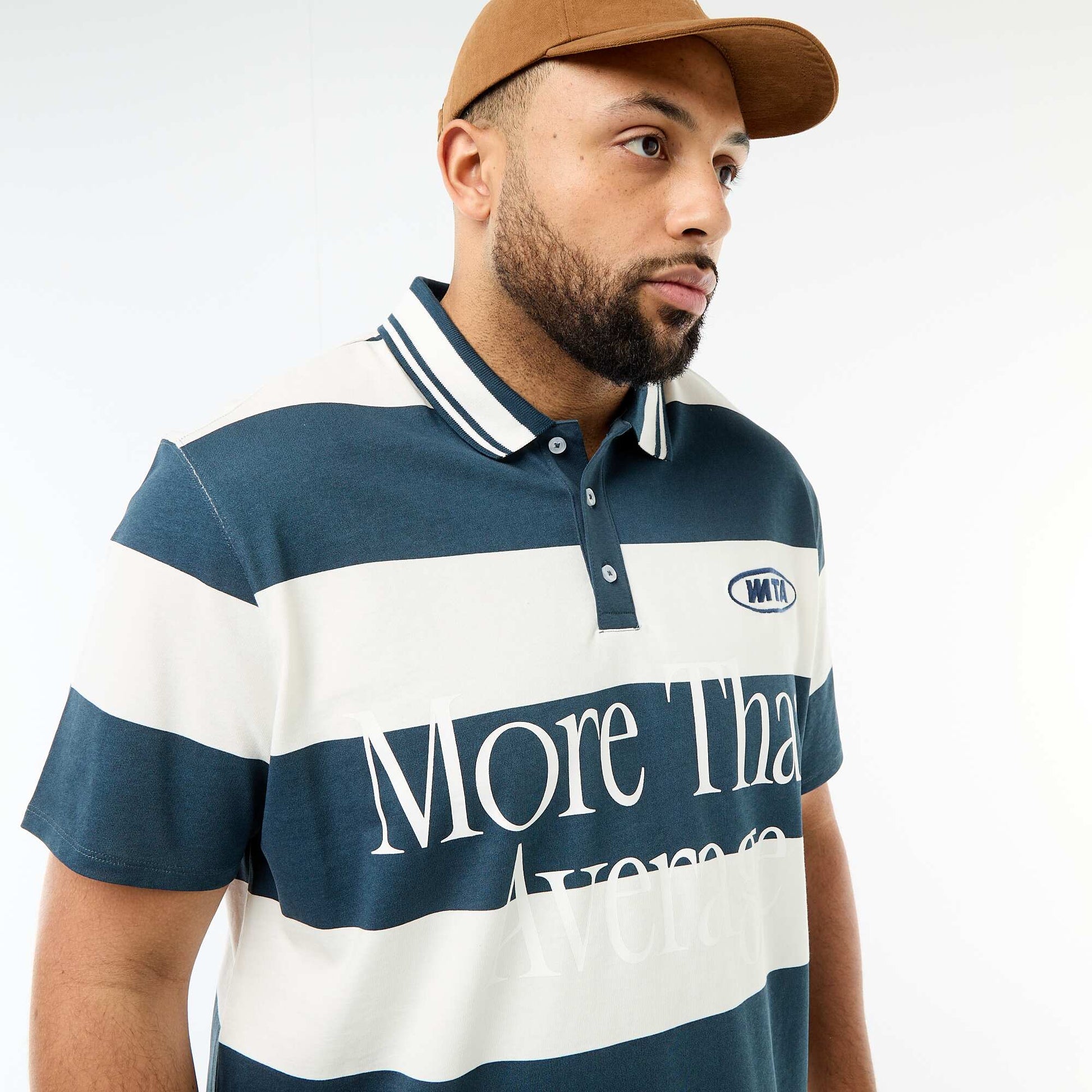 Rugby Style Short-Sleeve Polo Shirt BLUE