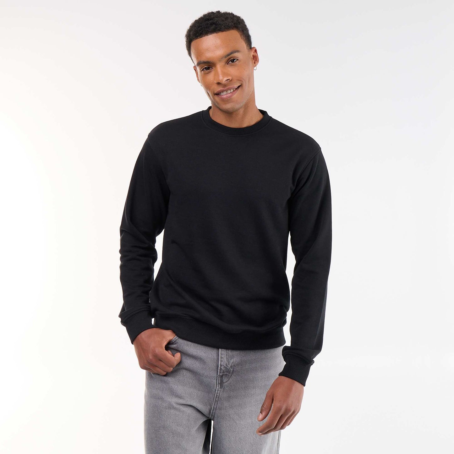 Plain French Terry Sweatshirt BLACK