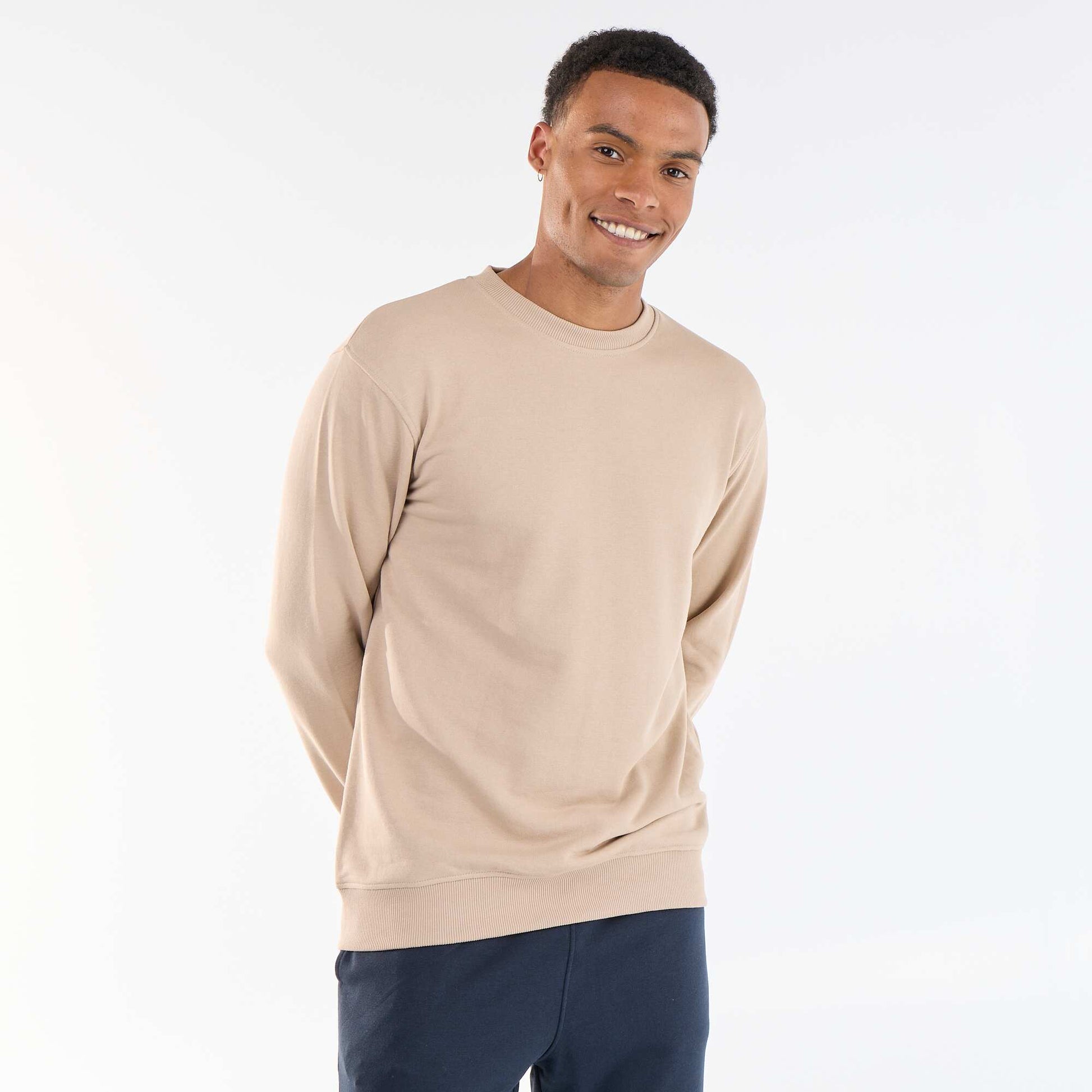 Plain French Terry Sweatshirt BEIGE