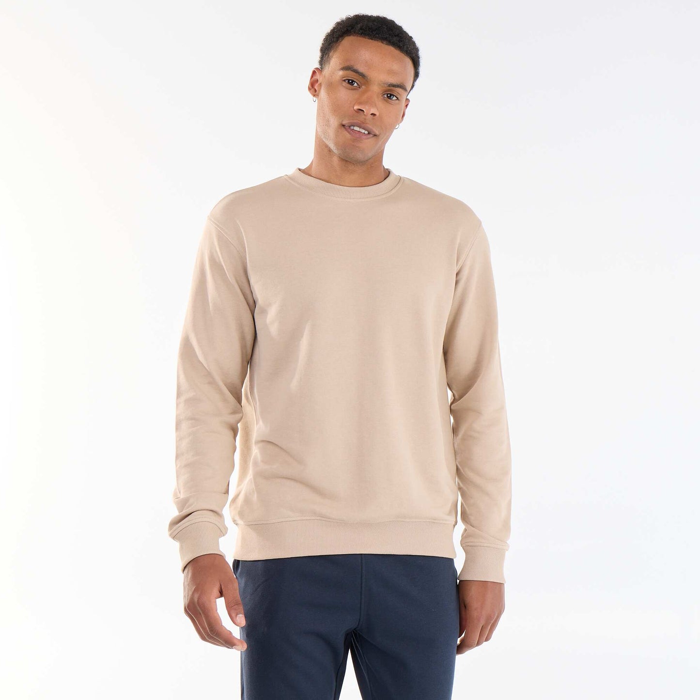 Plain French Terry Sweatshirt BEIGE