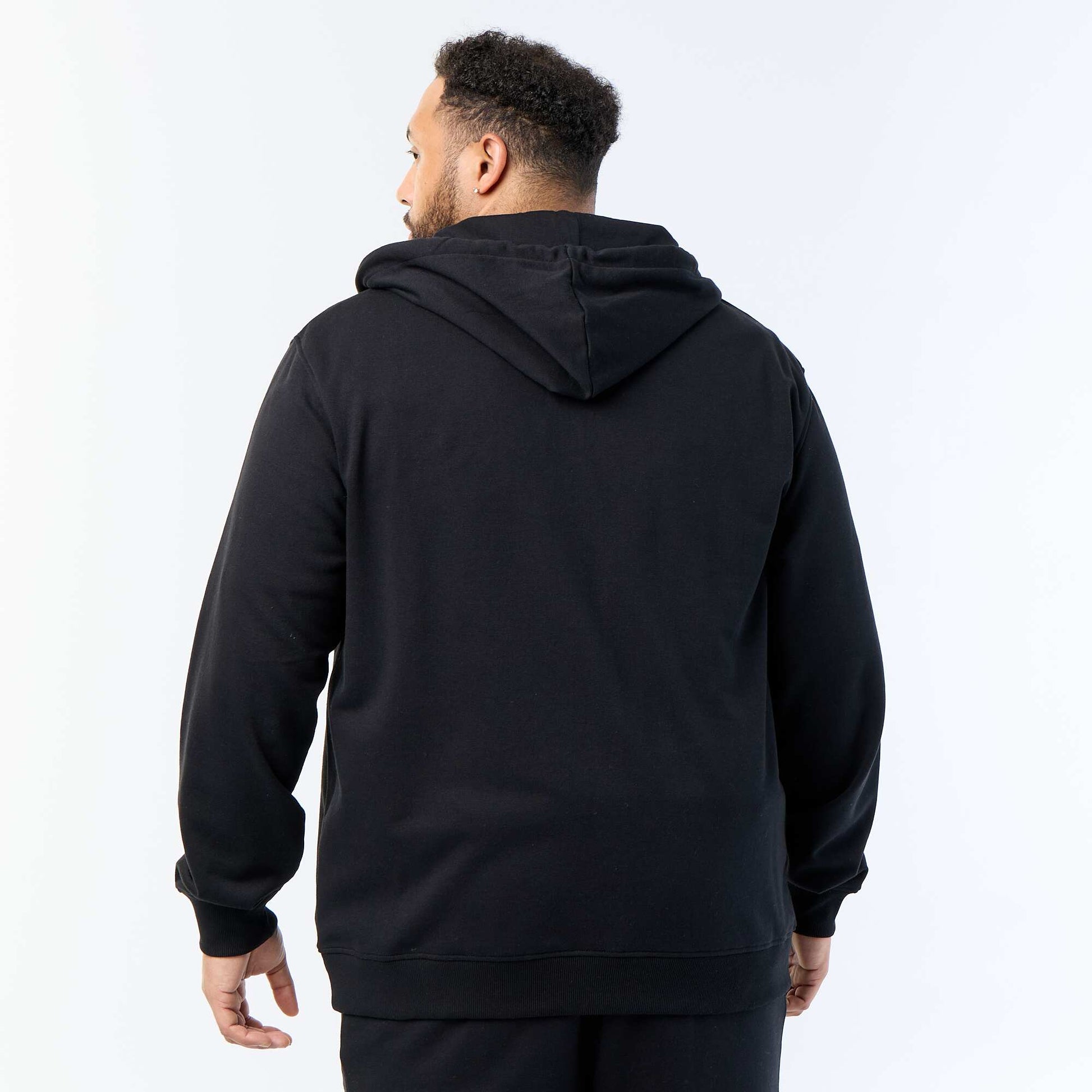 Men's Plain Zip-Up Hoodie BLACK