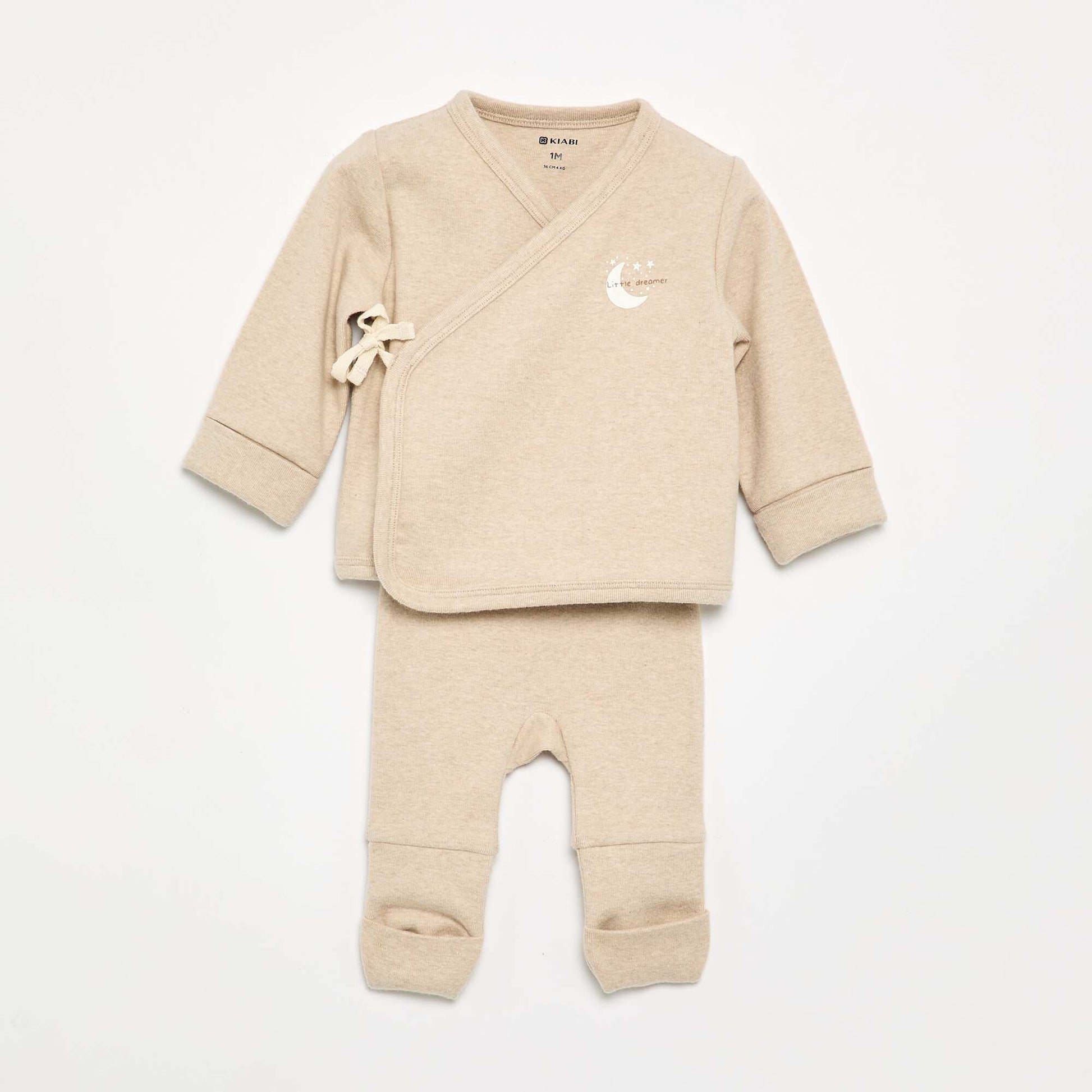Cotton pajama set - 2 pieces BEIGE