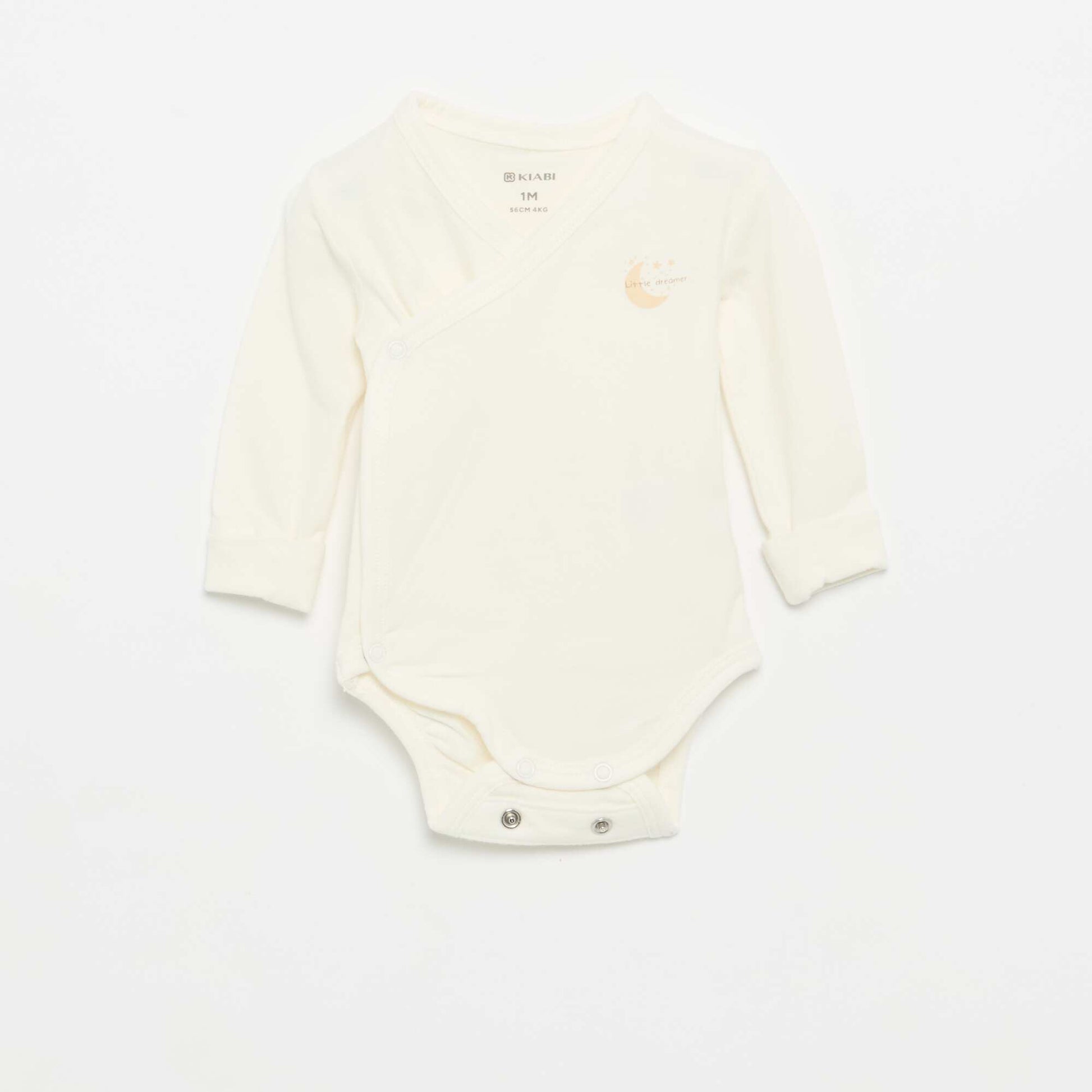 Set of 3 Long-Sleeved Bodysuits WHITE