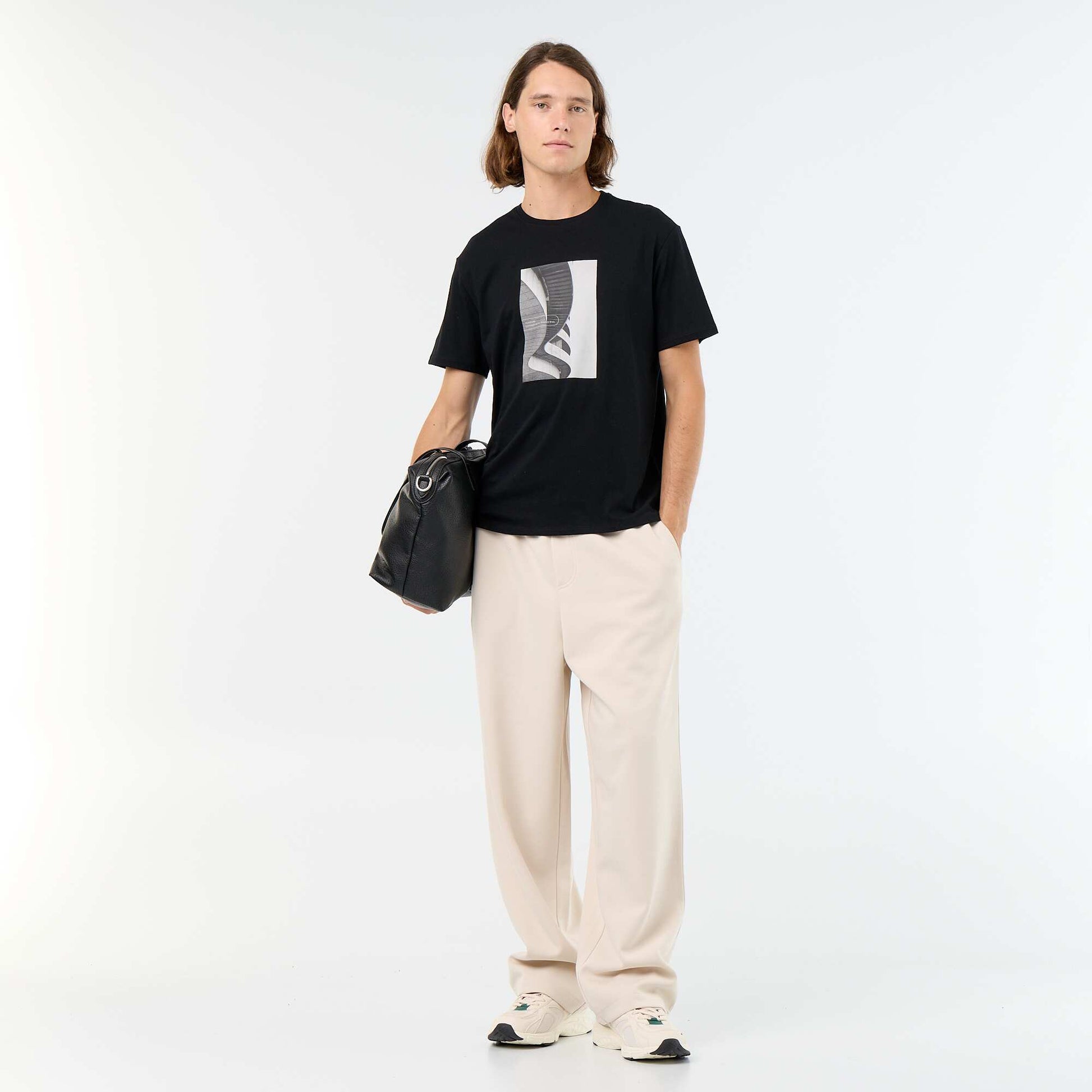 Short-sleeved graphic print T-shirt BLACK
