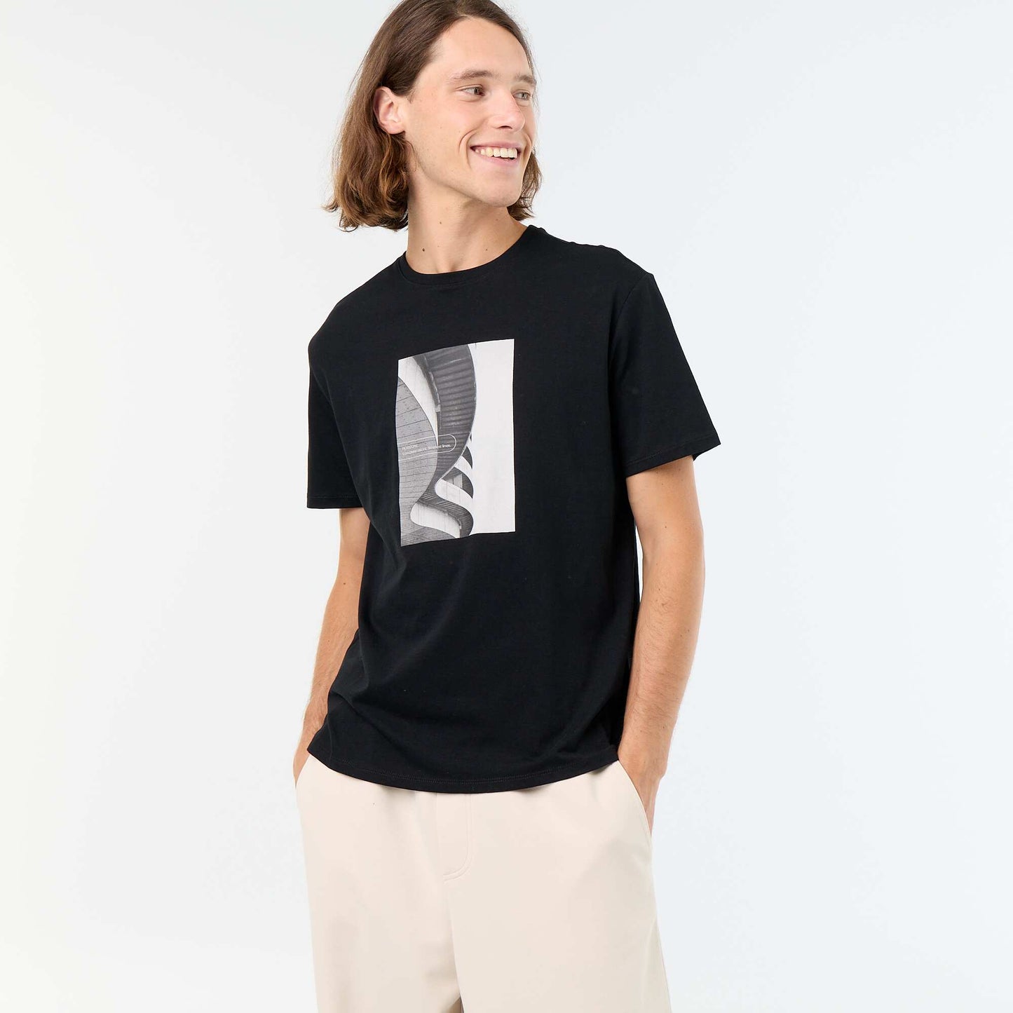 Short-sleeved graphic print T-shirt BLACK