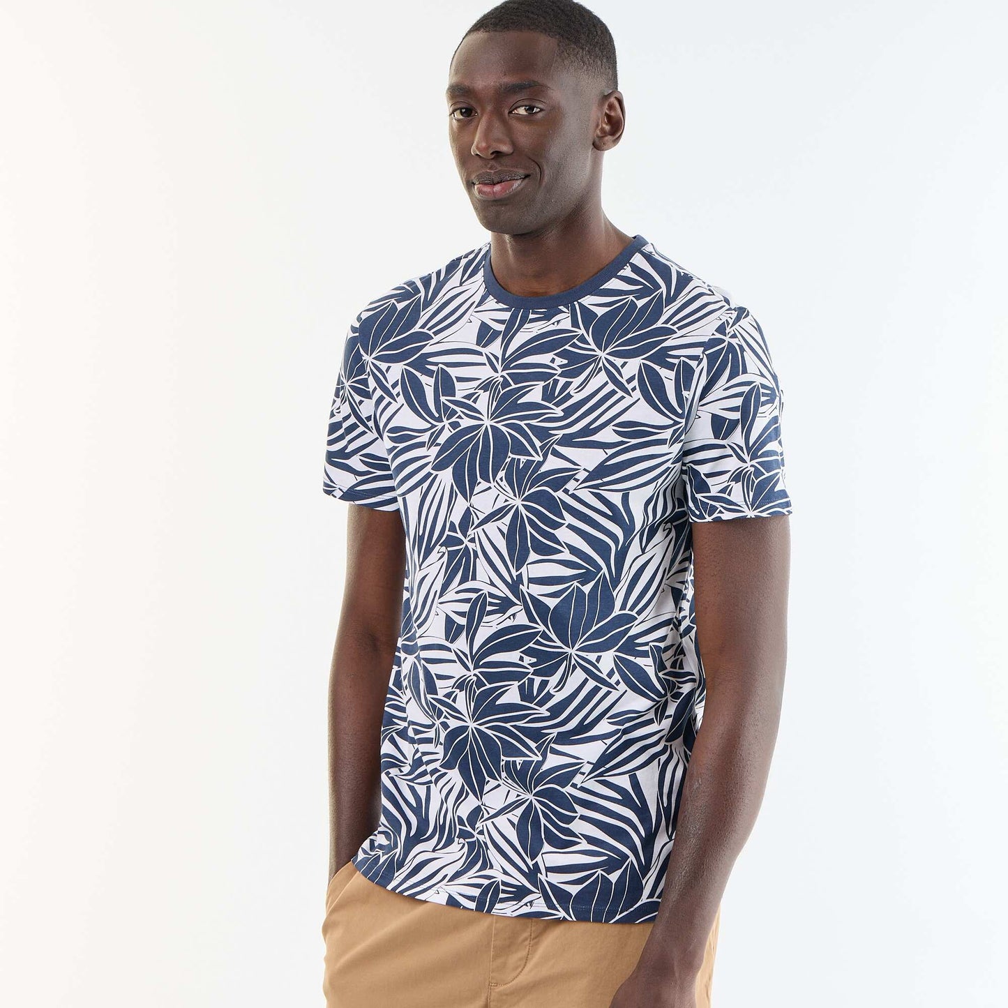 Short-sleeved graphic print T-shirt BLUE