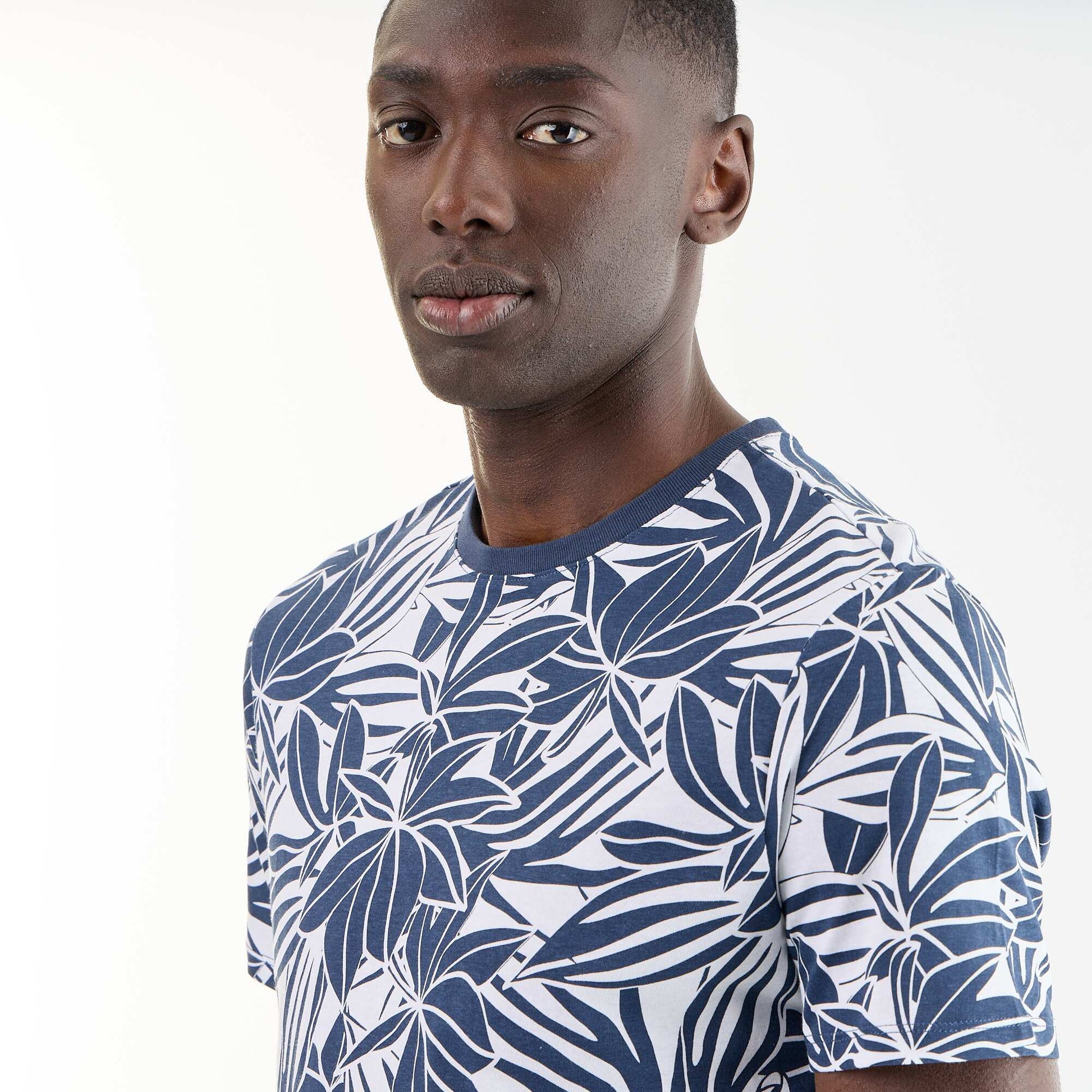 Short-sleeved graphic print T-shirt BLUE