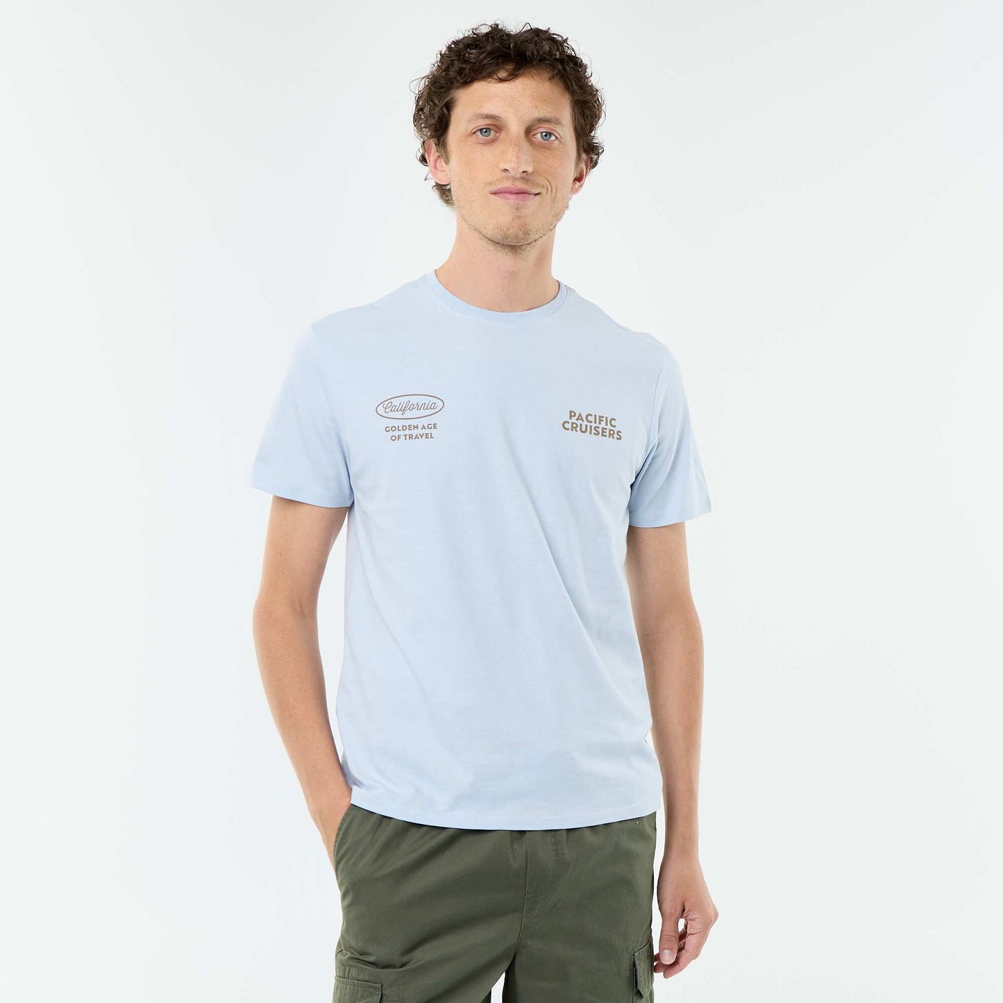 Short-sleeved graphic print T-shirt BLUE