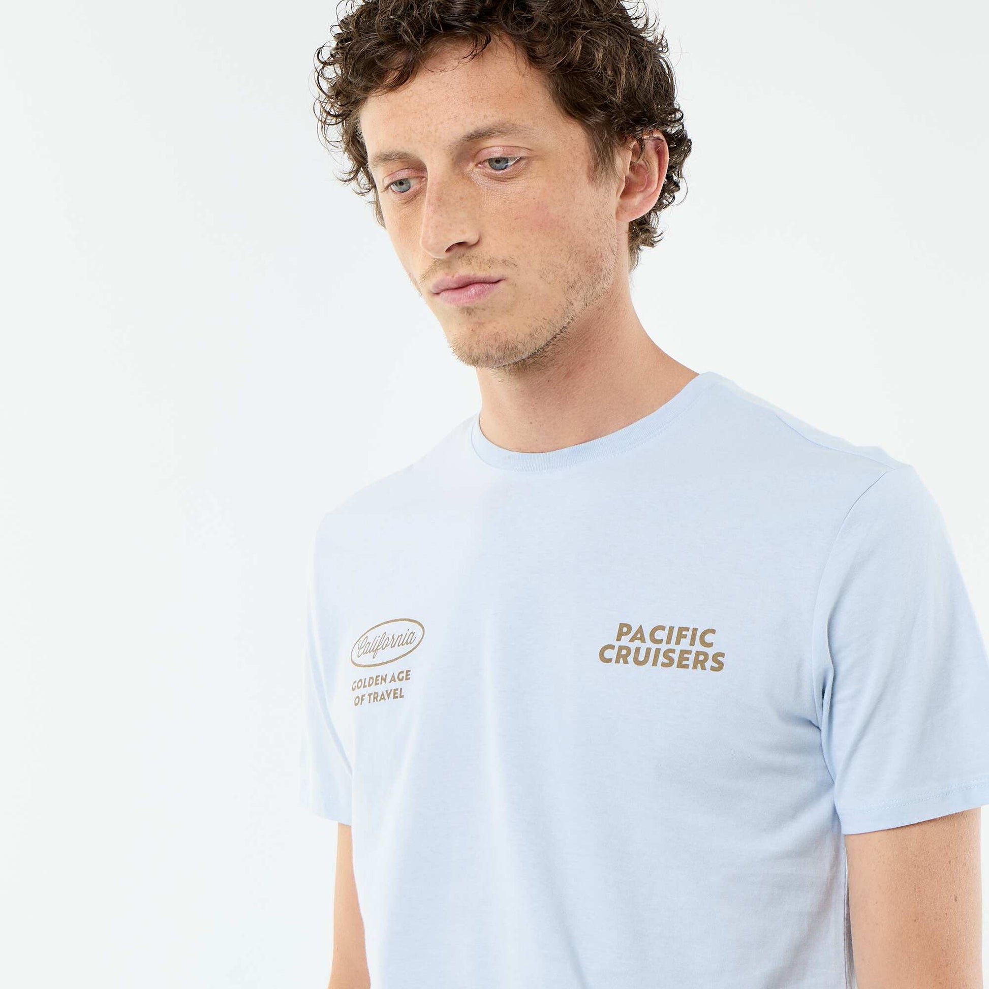 Short-sleeved graphic print T-shirt BLUE