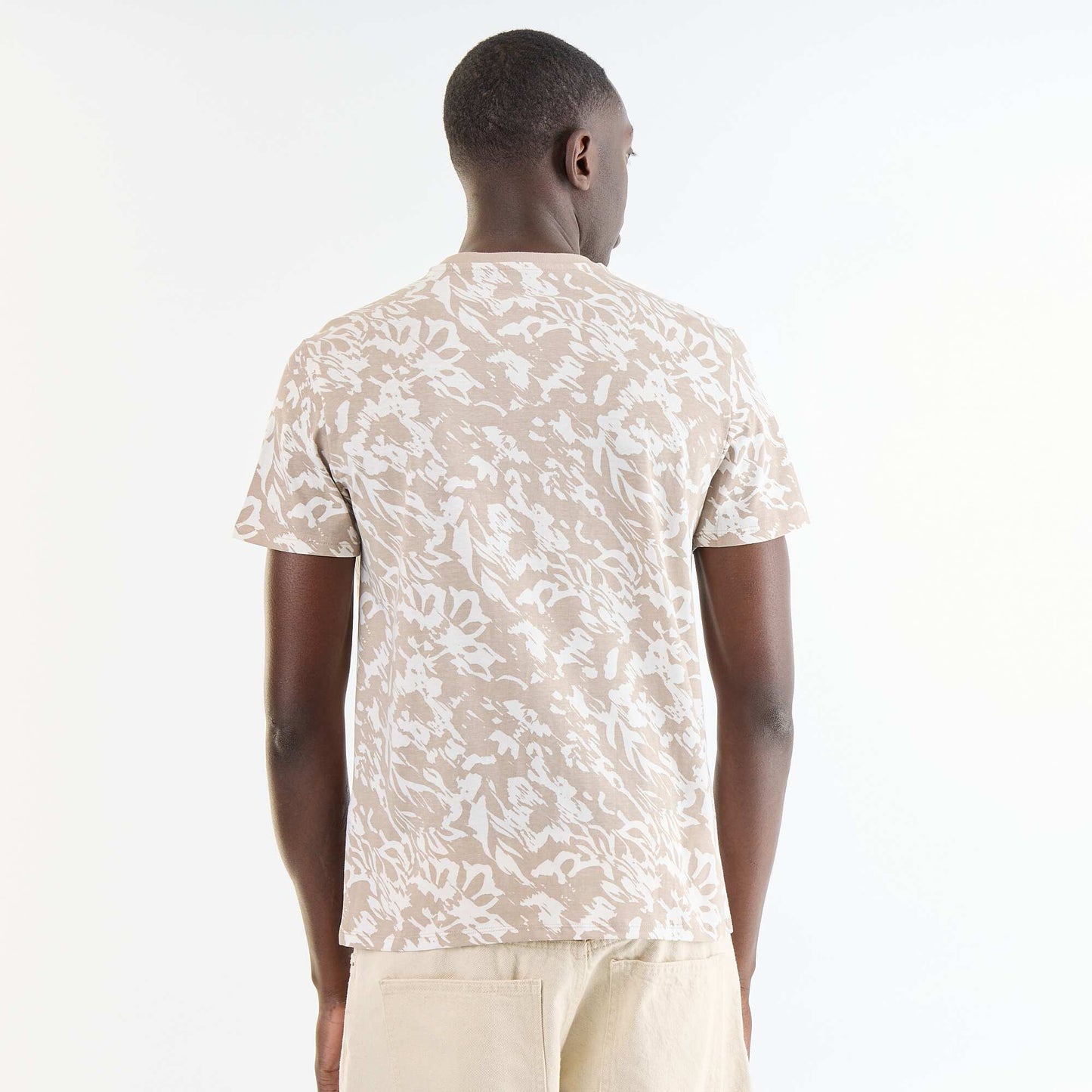 Short-sleeved graphic print T-shirt BEIGE