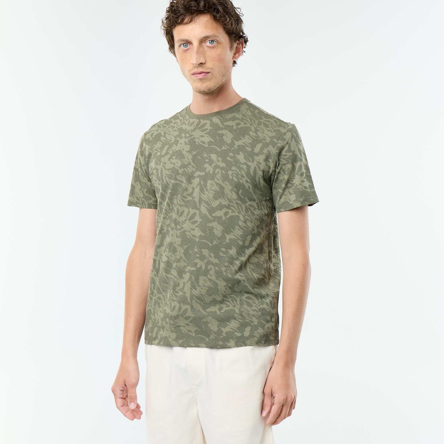 Short-sleeved graphic print T-shirt KHAKI