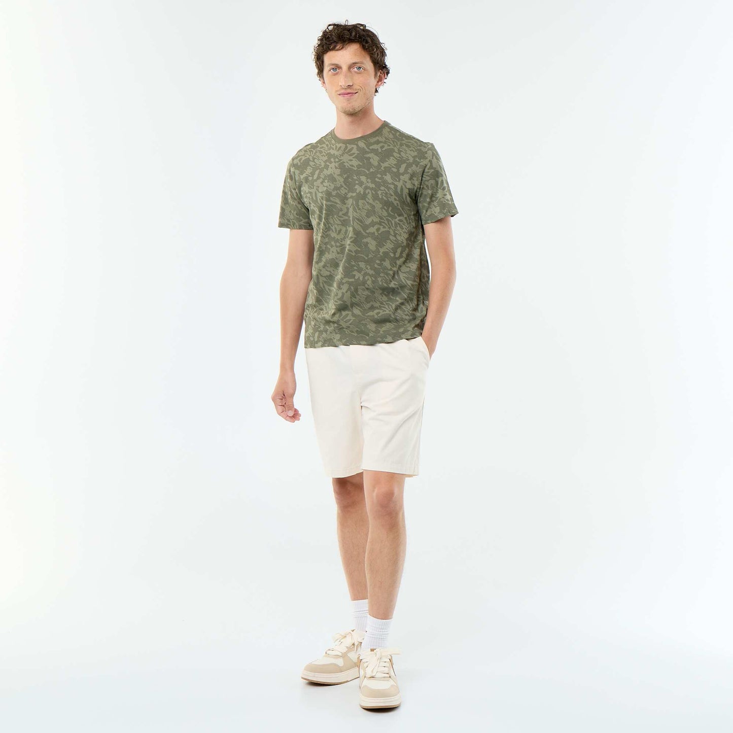 Short-sleeved graphic print T-shirt KHAKI
