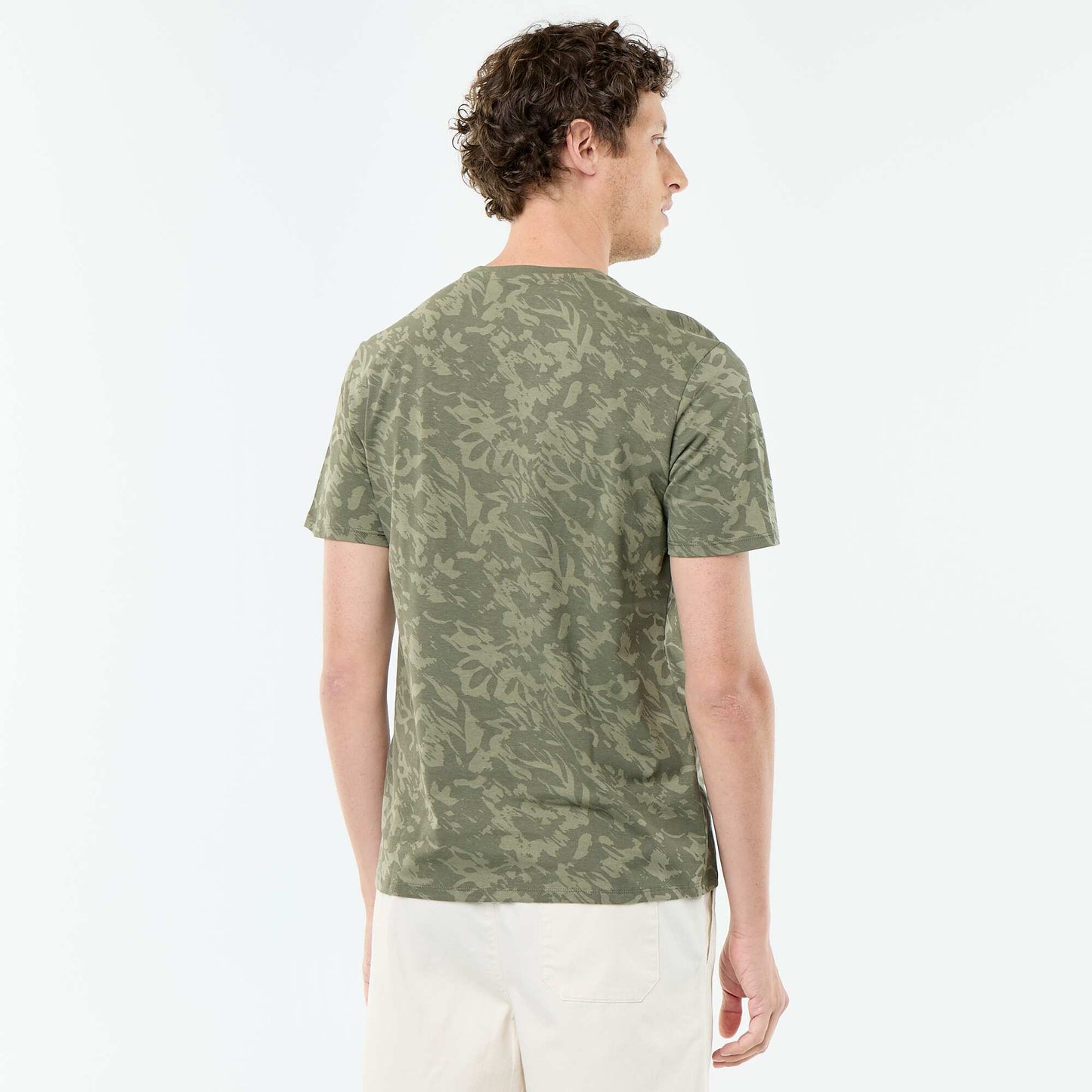 Short-sleeved graphic print T-shirt KHAKI