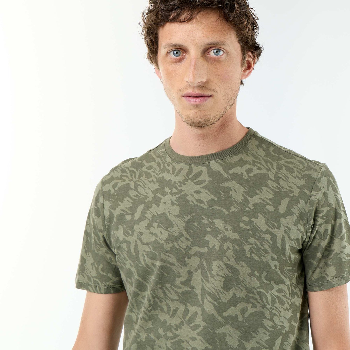Short-sleeved graphic print T-shirt KHAKI