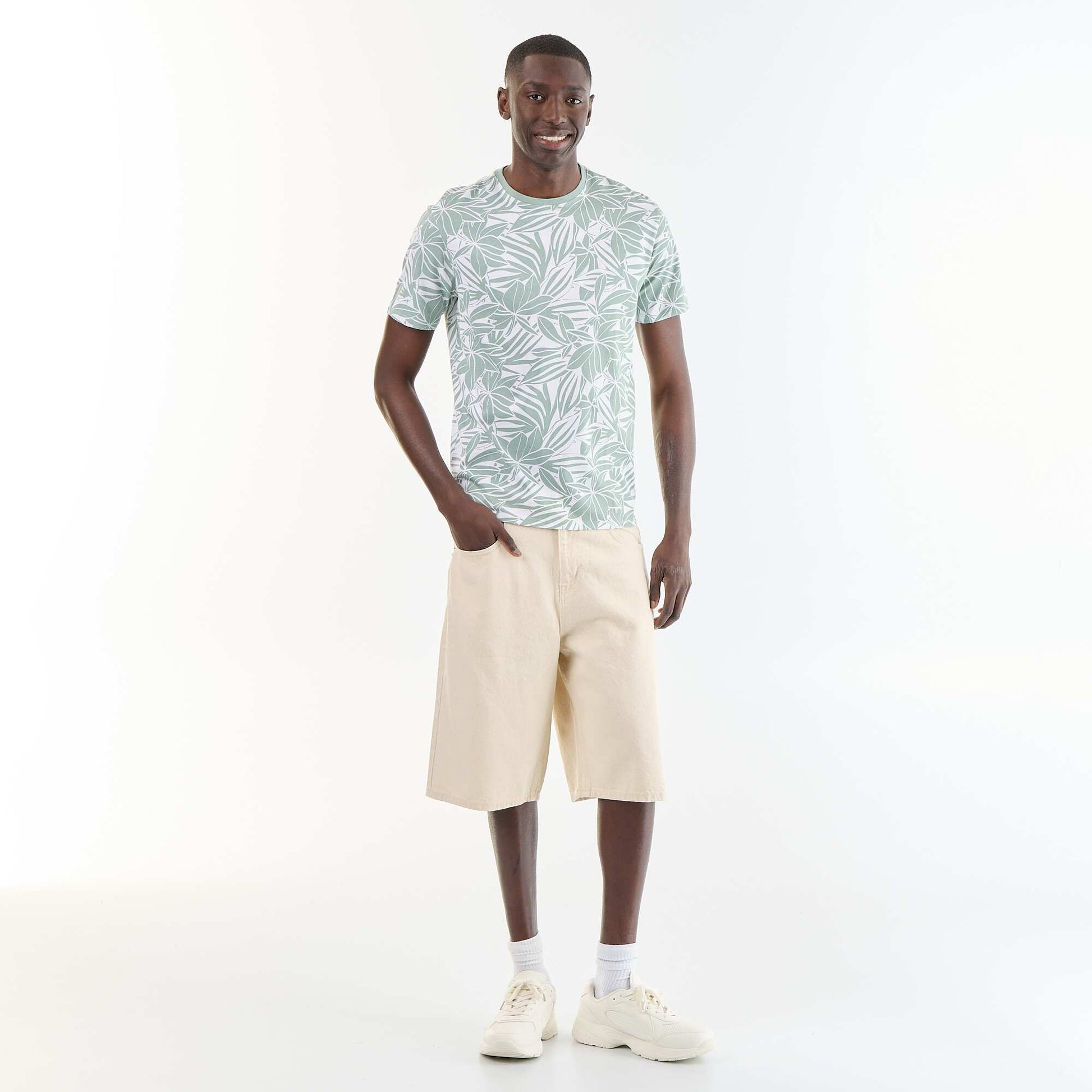 Short-sleeved graphic print T-shirt GREEN