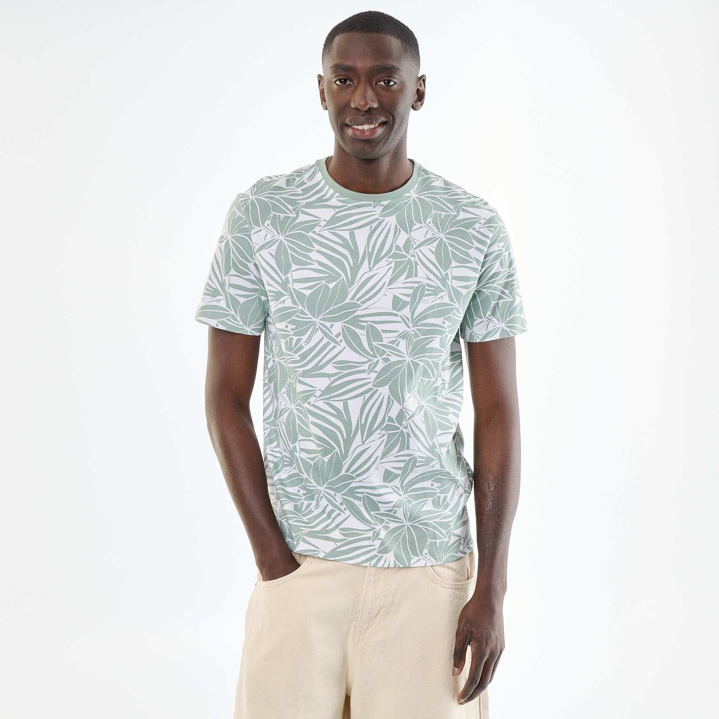 Short-sleeved graphic print T-shirt GREEN