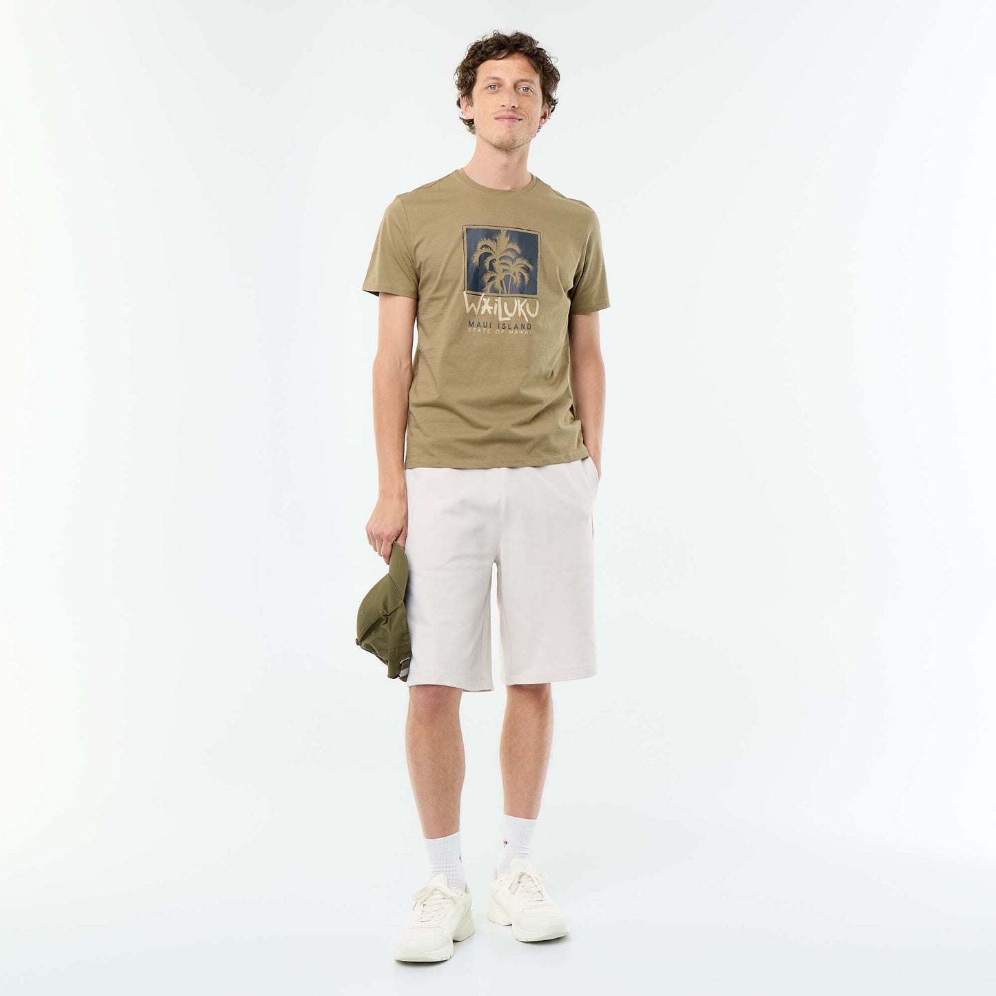 Short-sleeved graphic print T-shirt GREEN