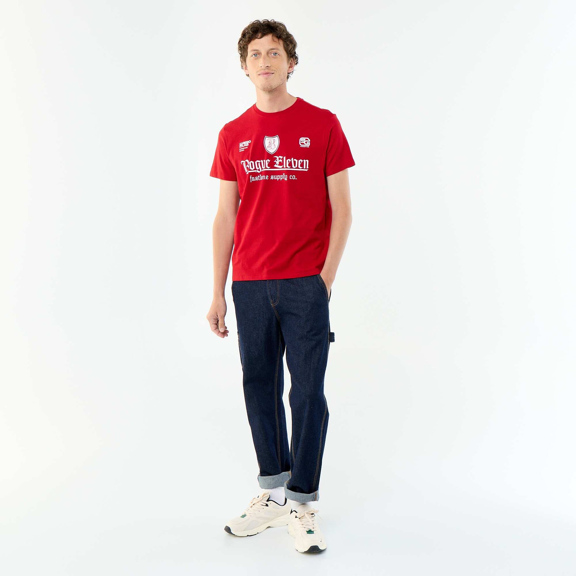 Short-sleeved graphic print T-shirt RED