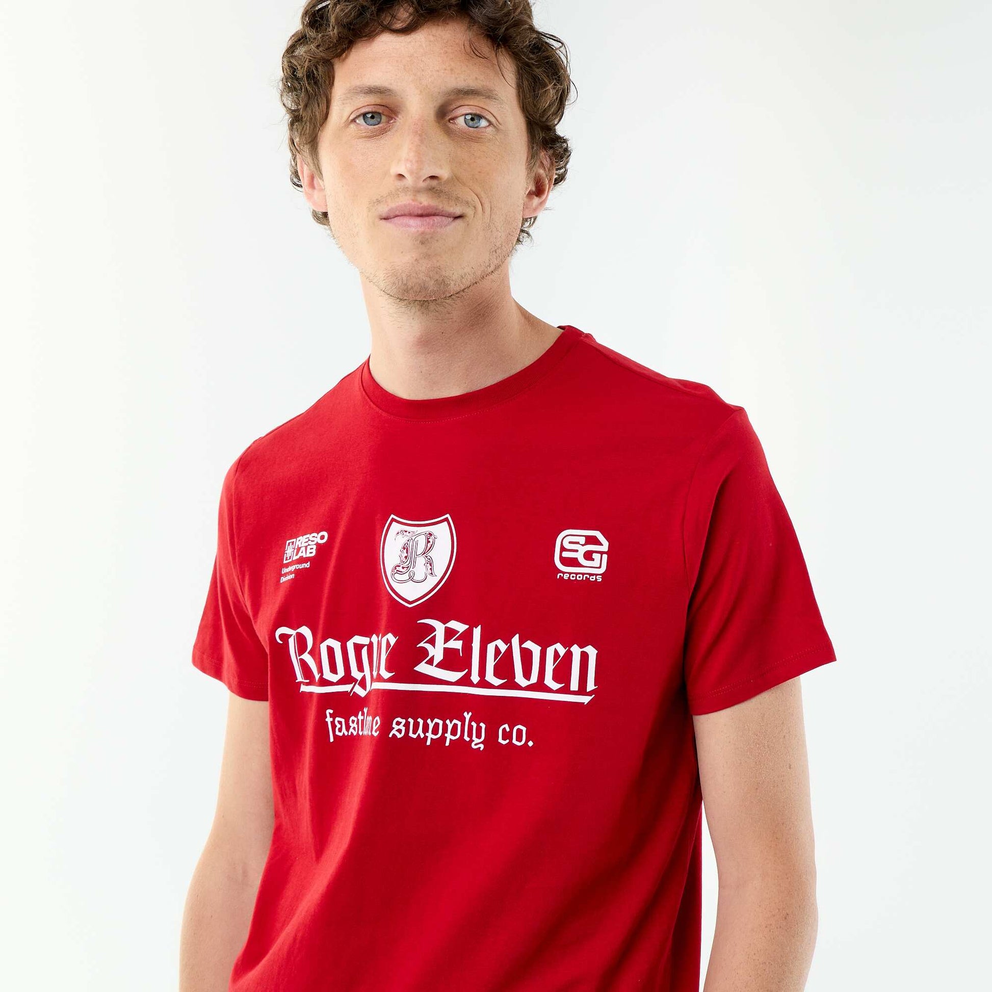 Short-sleeved graphic print T-shirt RED
