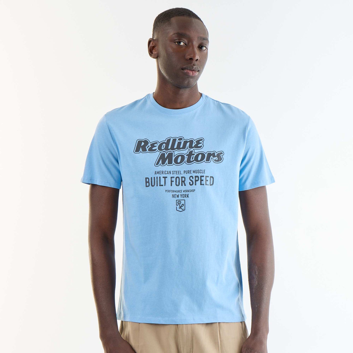 Short-sleeved graphic print T-shirt BLUE