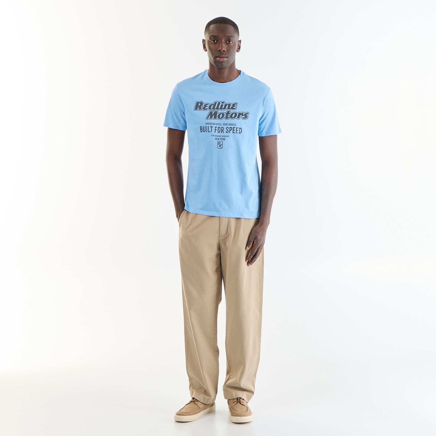 Short-sleeved graphic print T-shirt BLUE