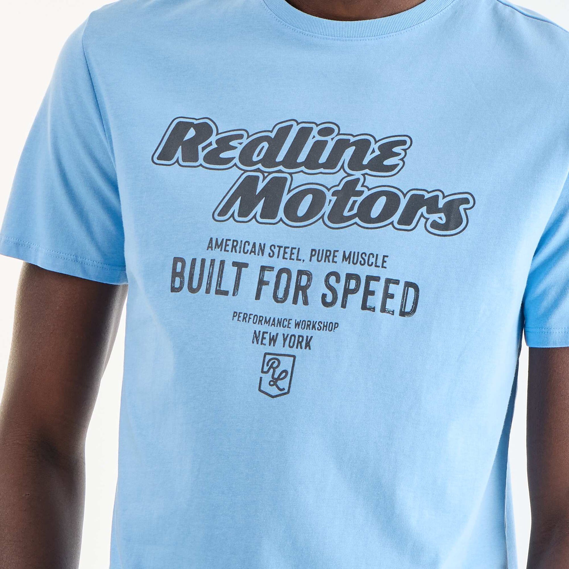 Short-sleeved graphic print T-shirt BLUE