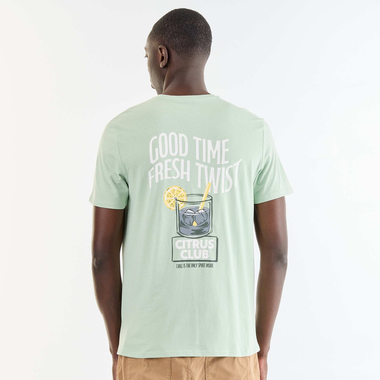 Short-sleeved graphic print T-shirt GREEN