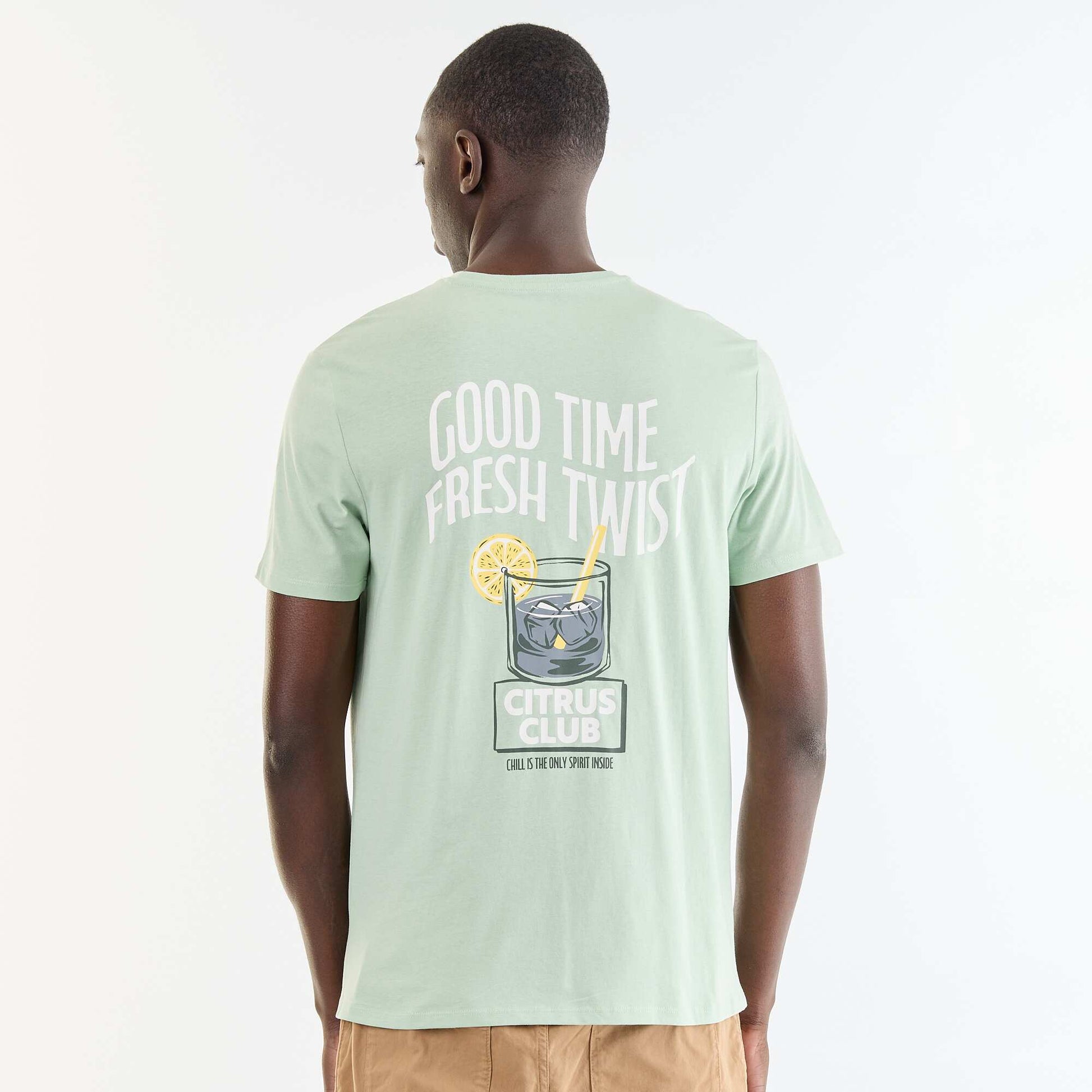 Short-sleeved graphic print T-shirt GREEN