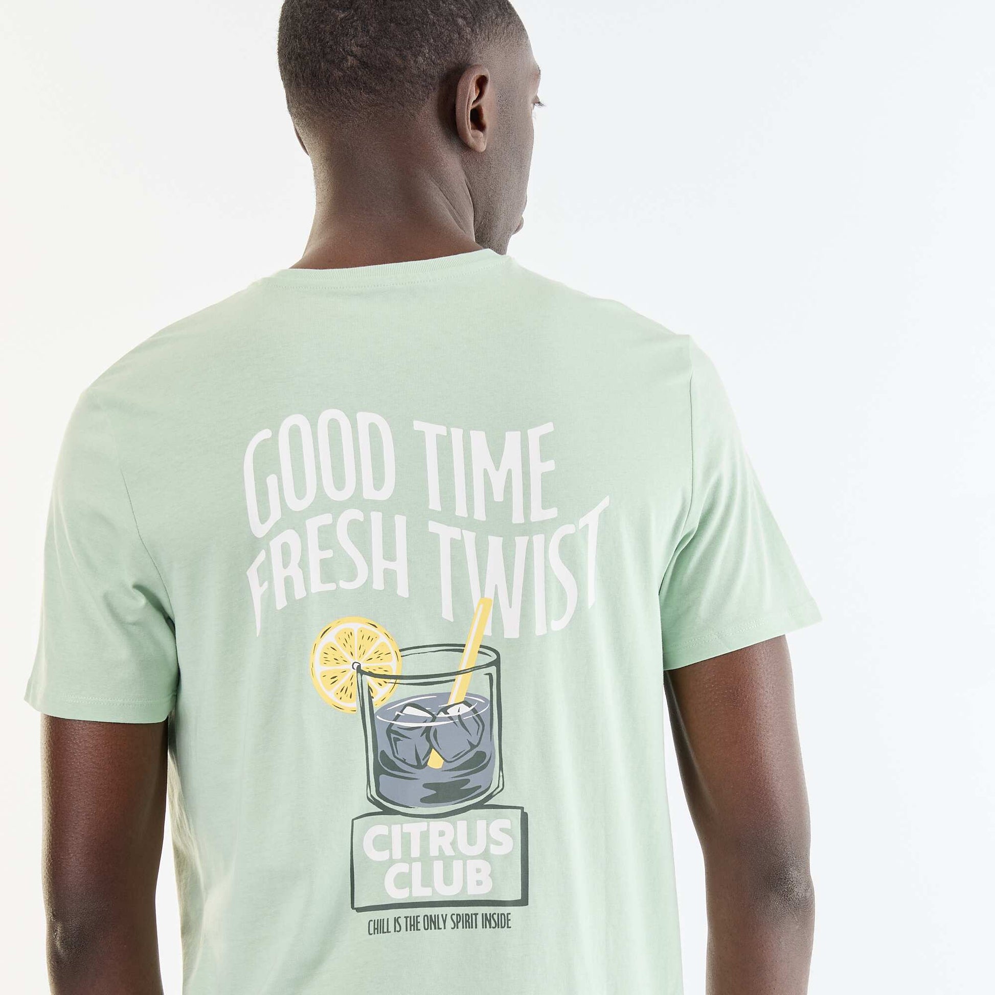 Short-sleeved graphic print T-shirt GREEN
