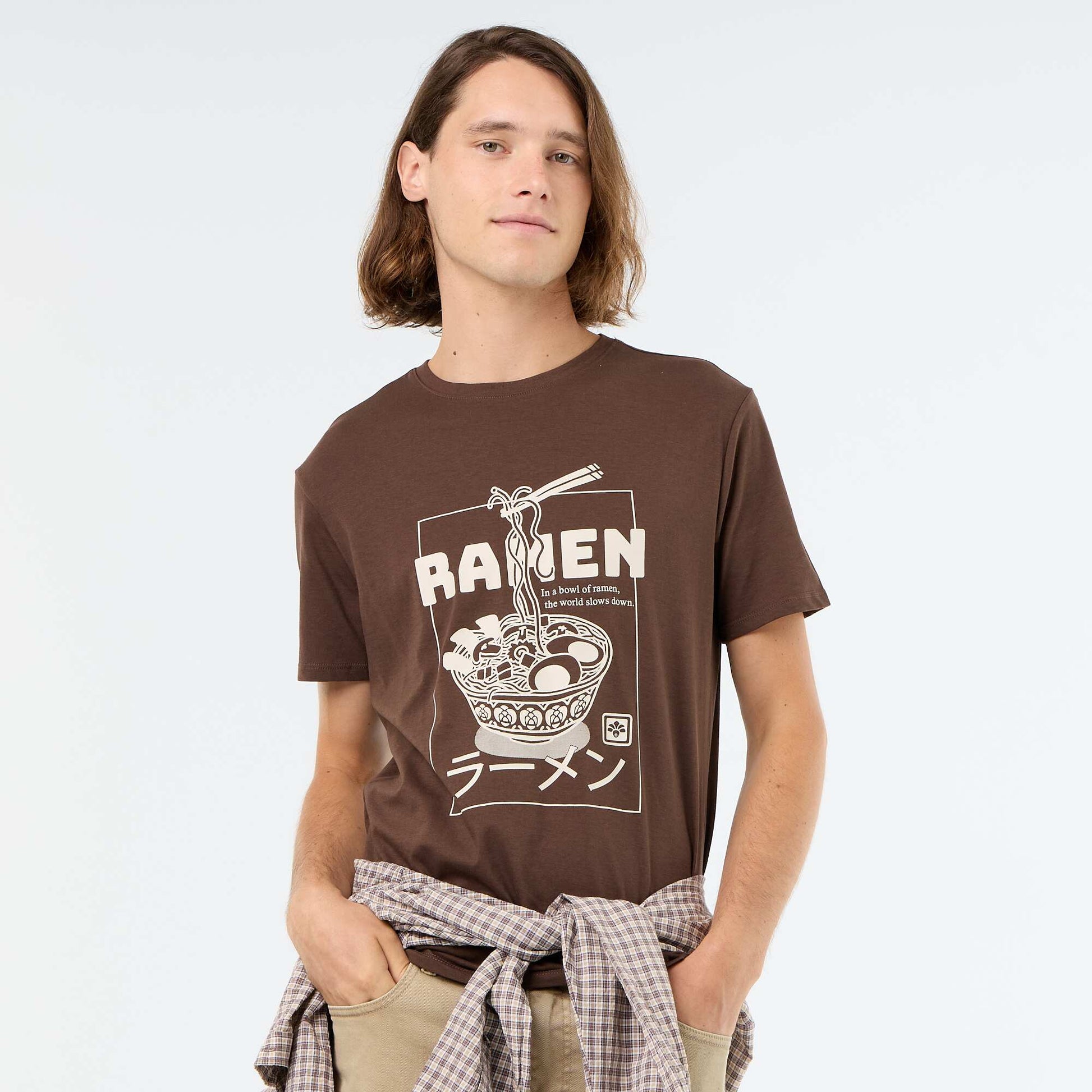 Short-sleeved graphic T-shirt BROWN