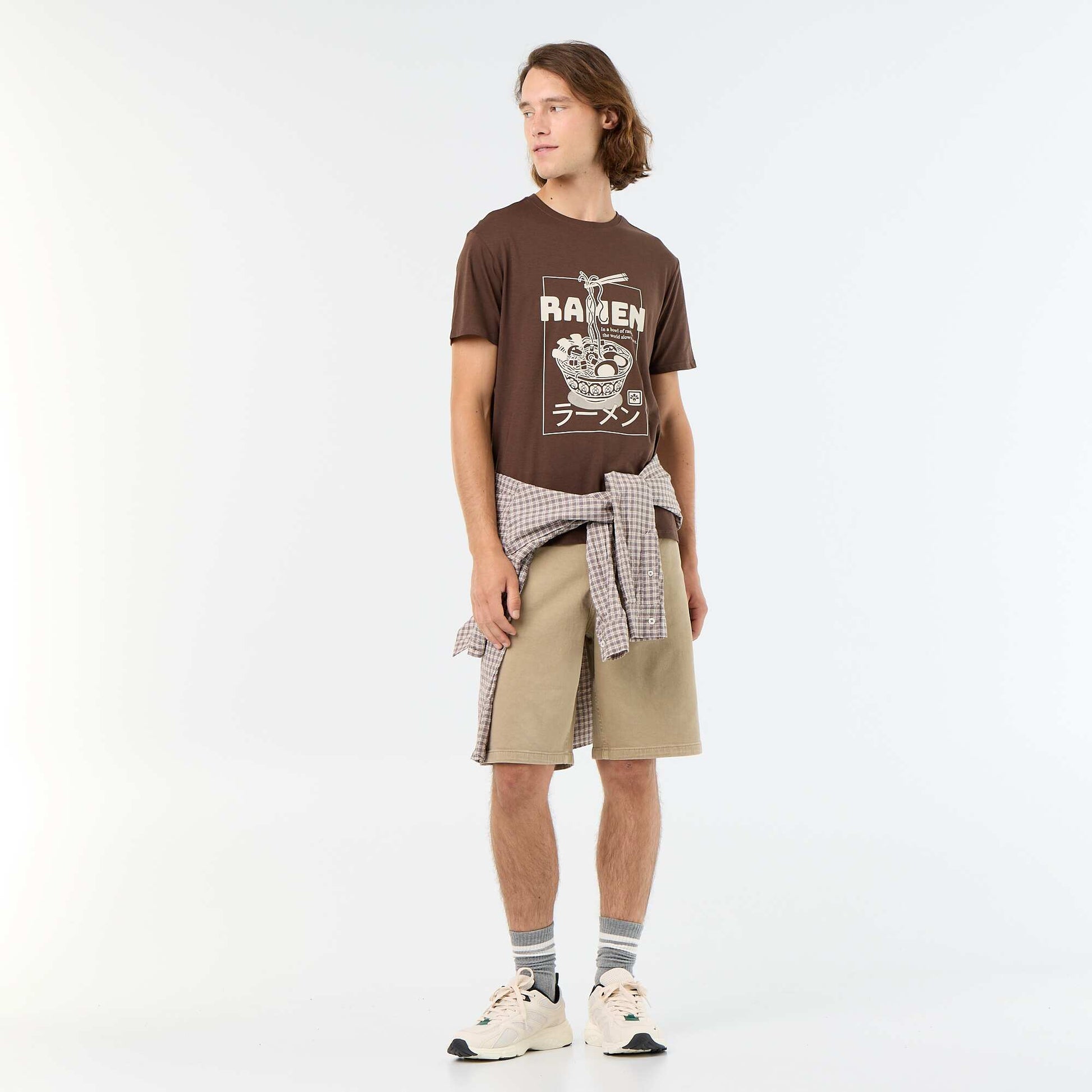 Short-sleeved graphic T-shirt BROWN