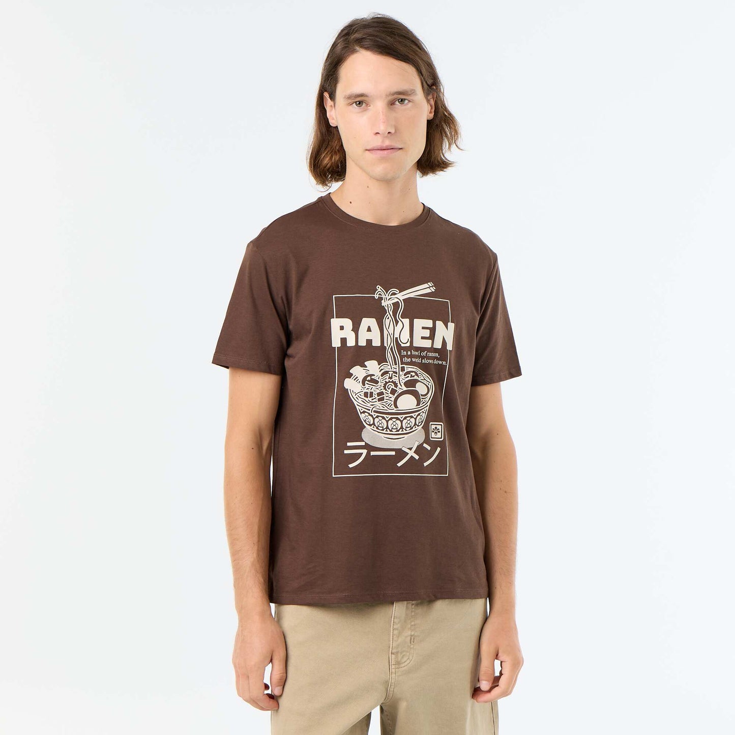 Short-sleeved graphic T-shirt BROWN