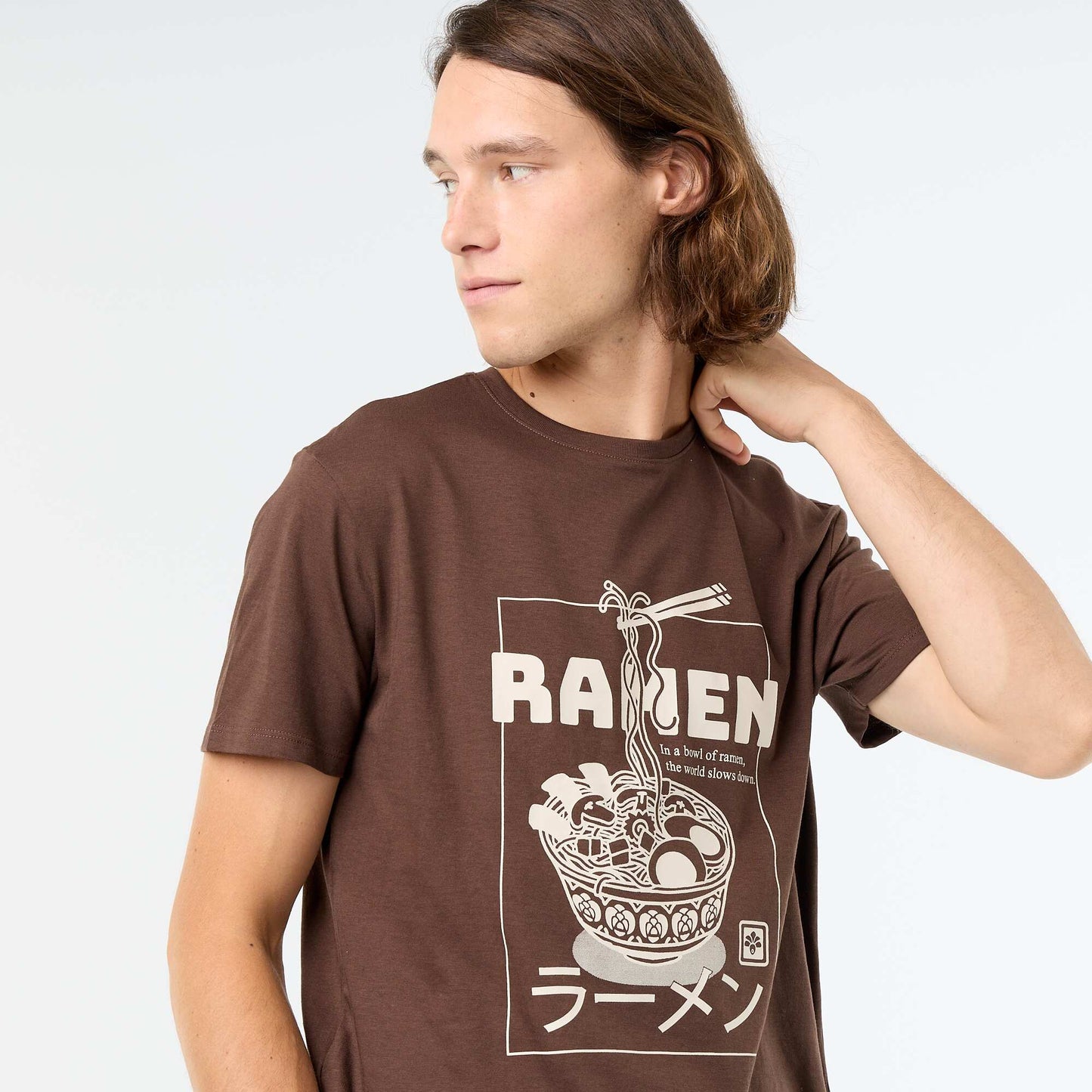 Short-sleeved graphic T-shirt BROWN