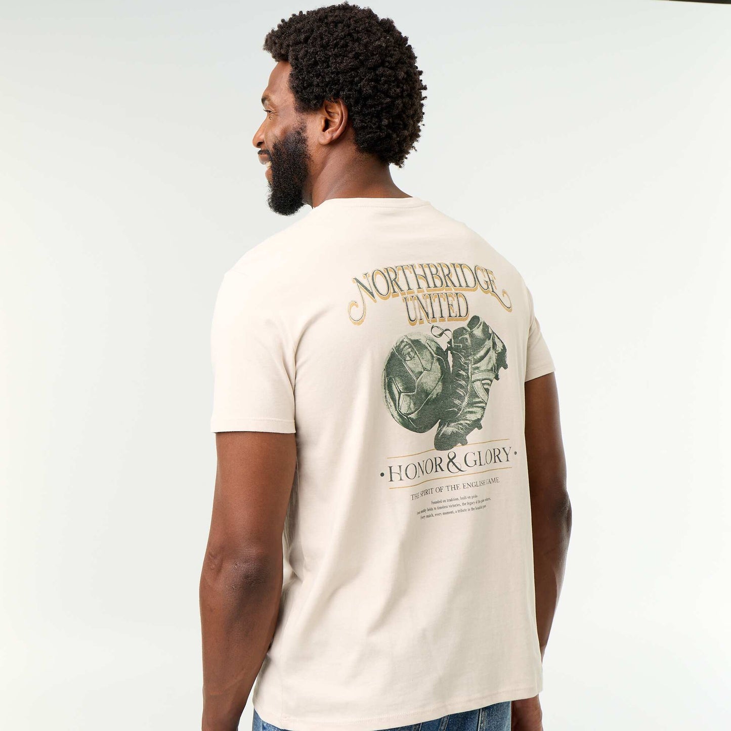 Short-sleeved graphic T-shirt BEIGE
