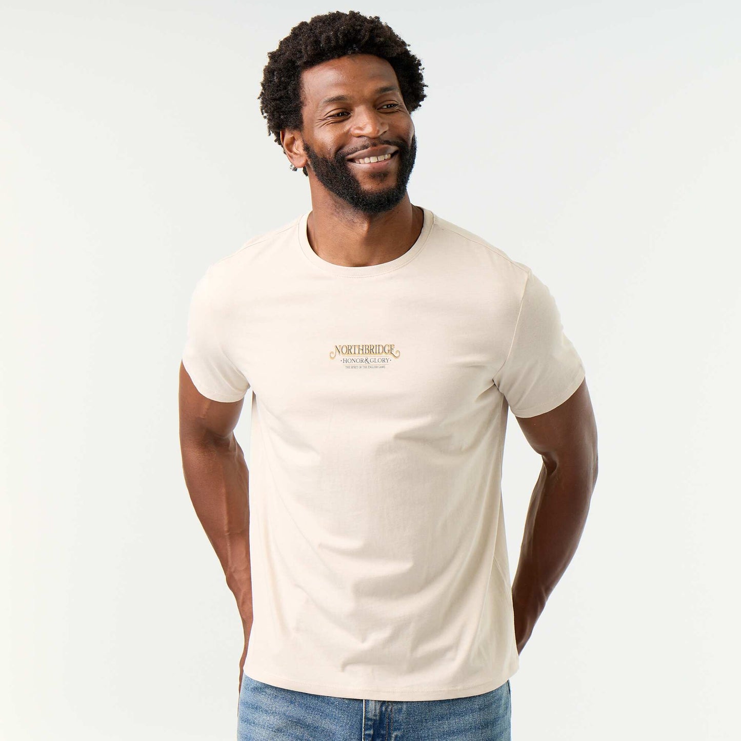Short-sleeved graphic T-shirt BEIGE