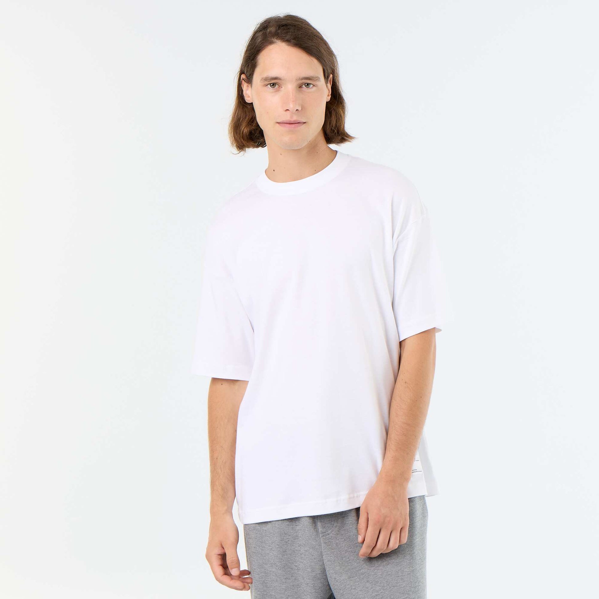 Men's Plain Short-Sleeved Crew Neck T-Shirt WHITE