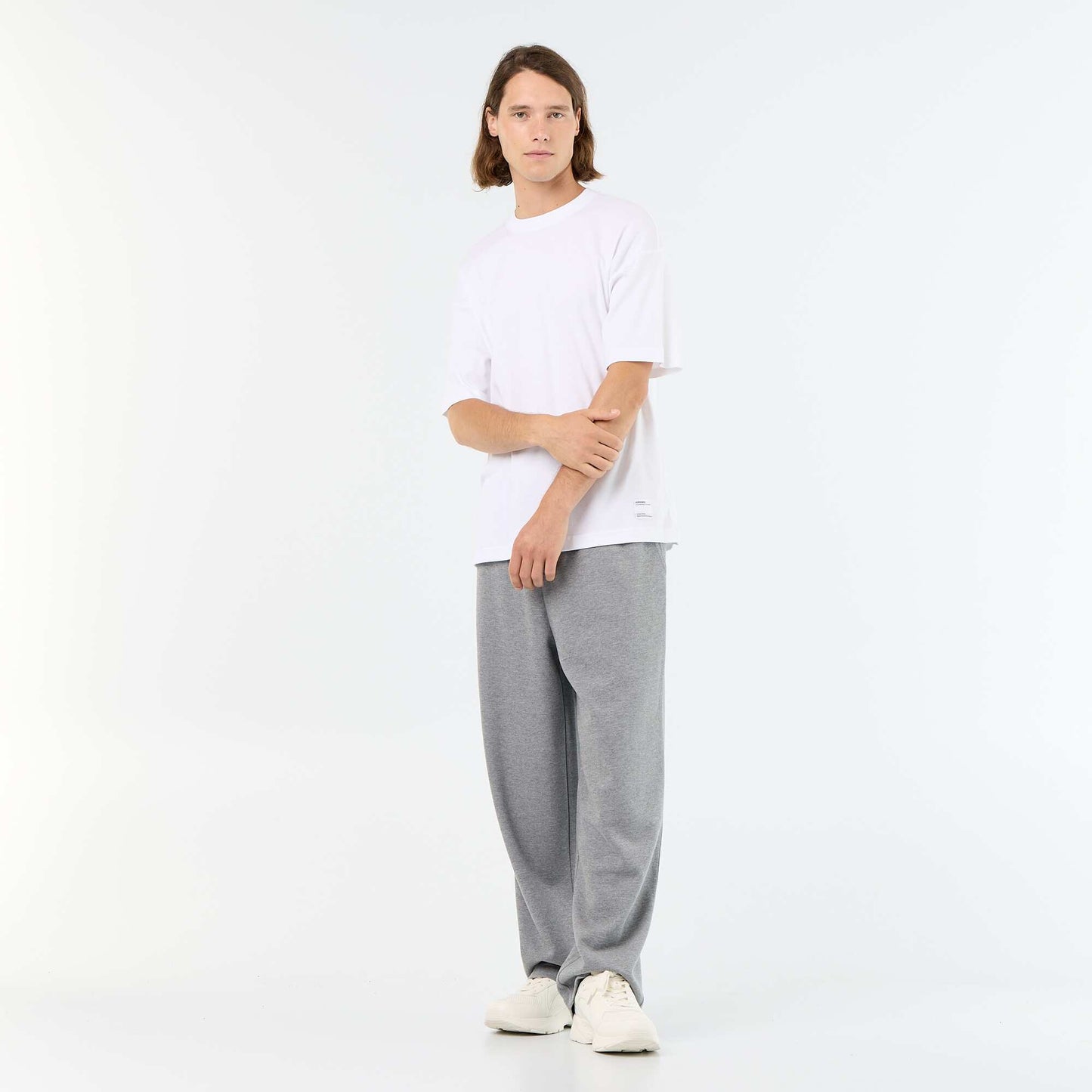 Men's Plain Short-Sleeved Crew Neck T-Shirt WHITE
