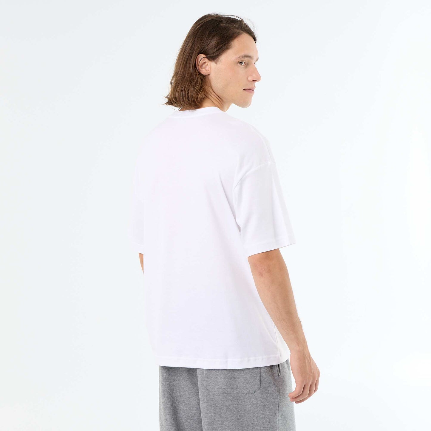 Men's Plain Short-Sleeved Crew Neck T-Shirt WHITE