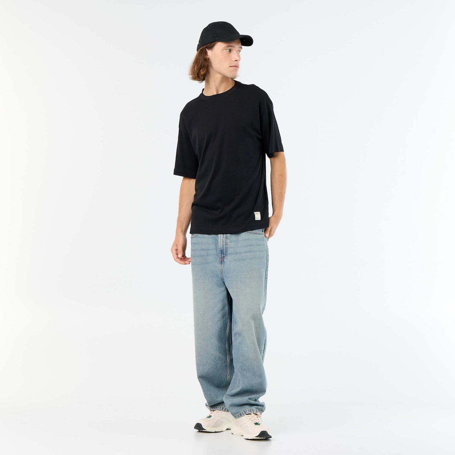 Men's Plain Short-Sleeved Crew Neck T-Shirt BLACK