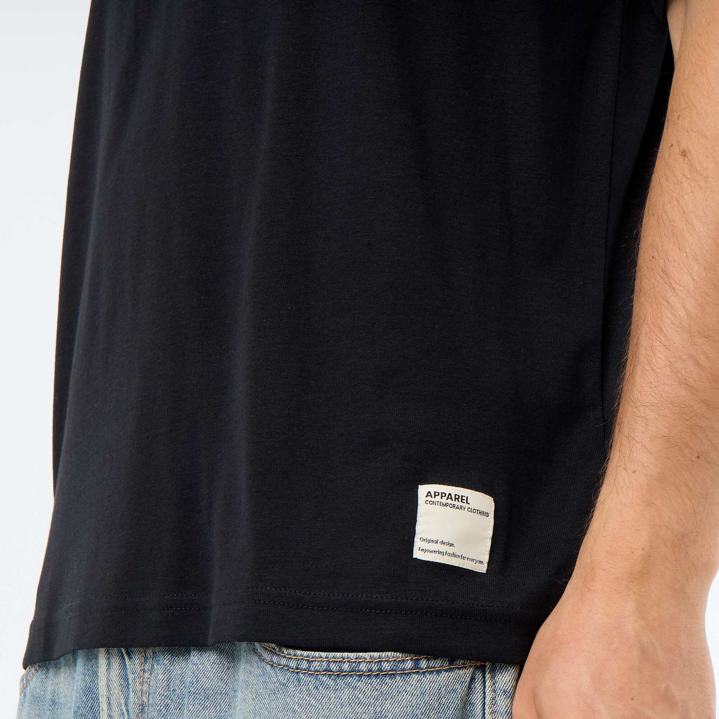 Men's Plain Short-Sleeved Crew Neck T-Shirt BLACK