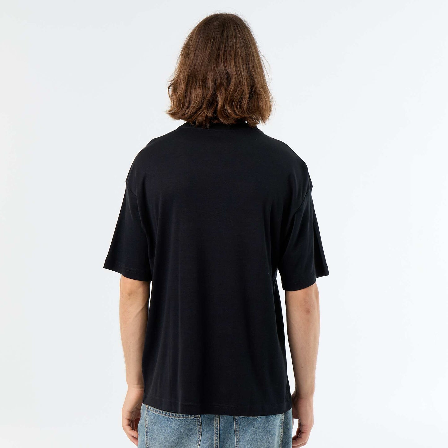 Men's Plain Short-Sleeved Crew Neck T-Shirt BLACK