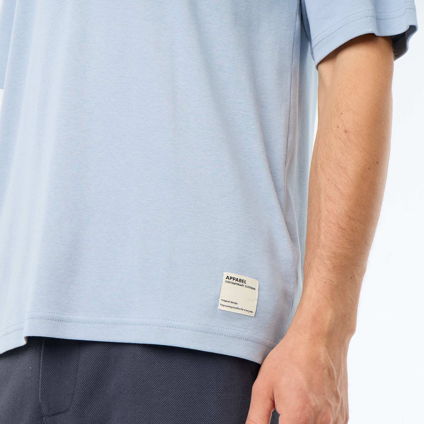 Men's Plain Short-Sleeved Crew Neck T-Shirt BLUE