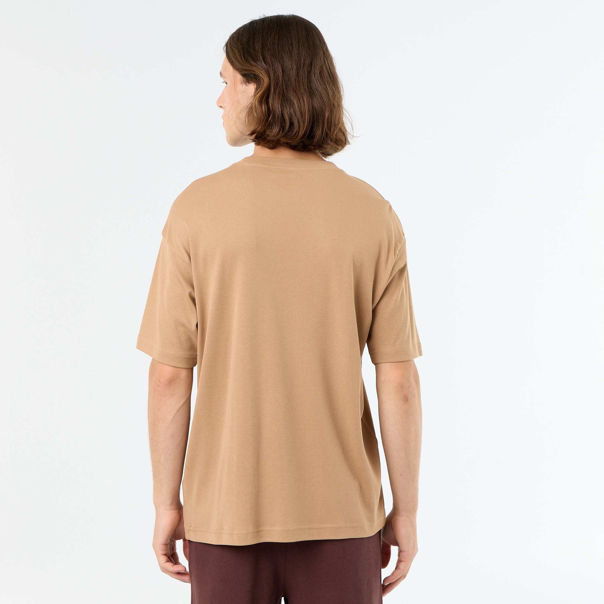 Men's Plain Short-Sleeved Crew Neck T-Shirt BEIGE